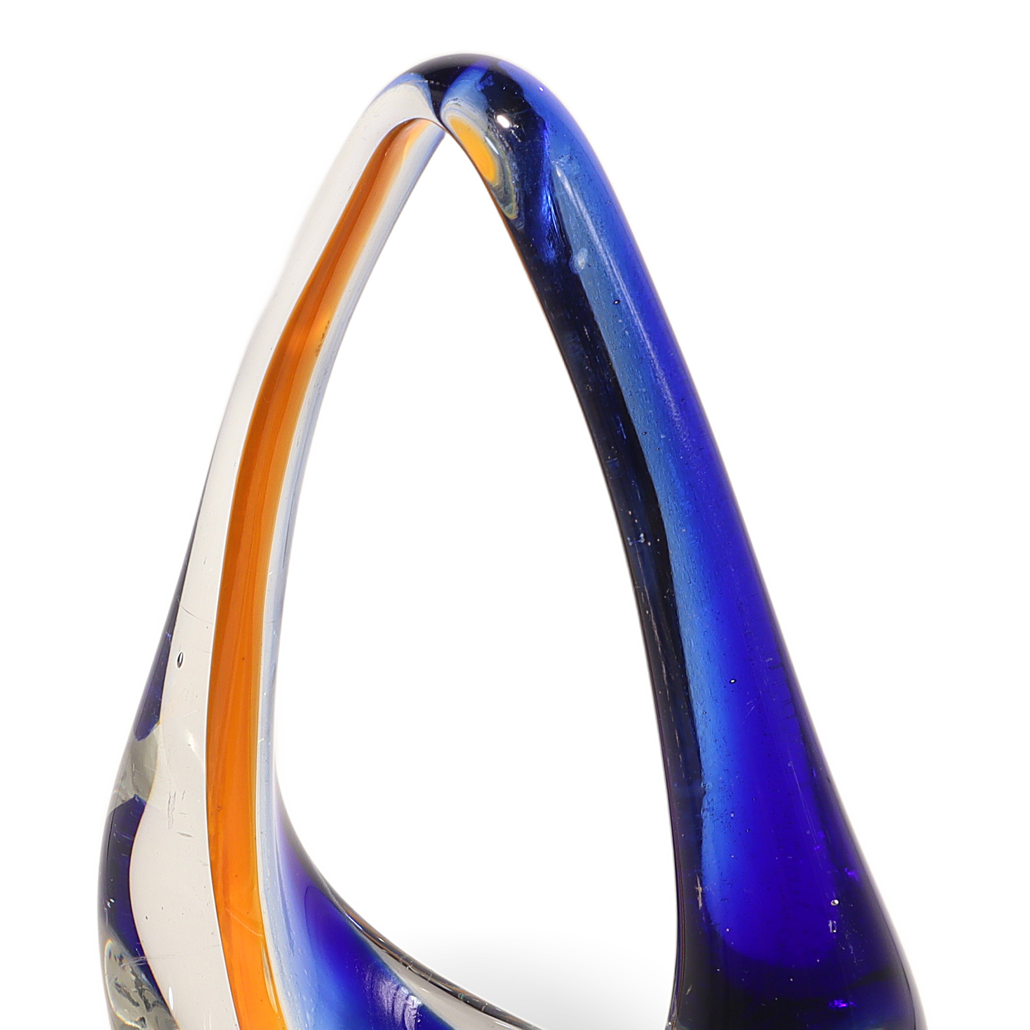 Thumbnail for Bohemia Glass Abstract Art Sculpture Blue Orange Vintage Centerpiece