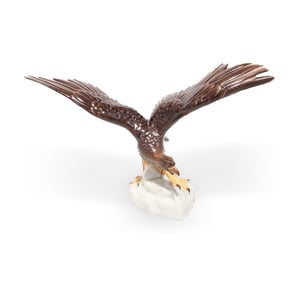 Herend eagle figurine hand painted porcelain sculpture with detailed wings and lifelike design