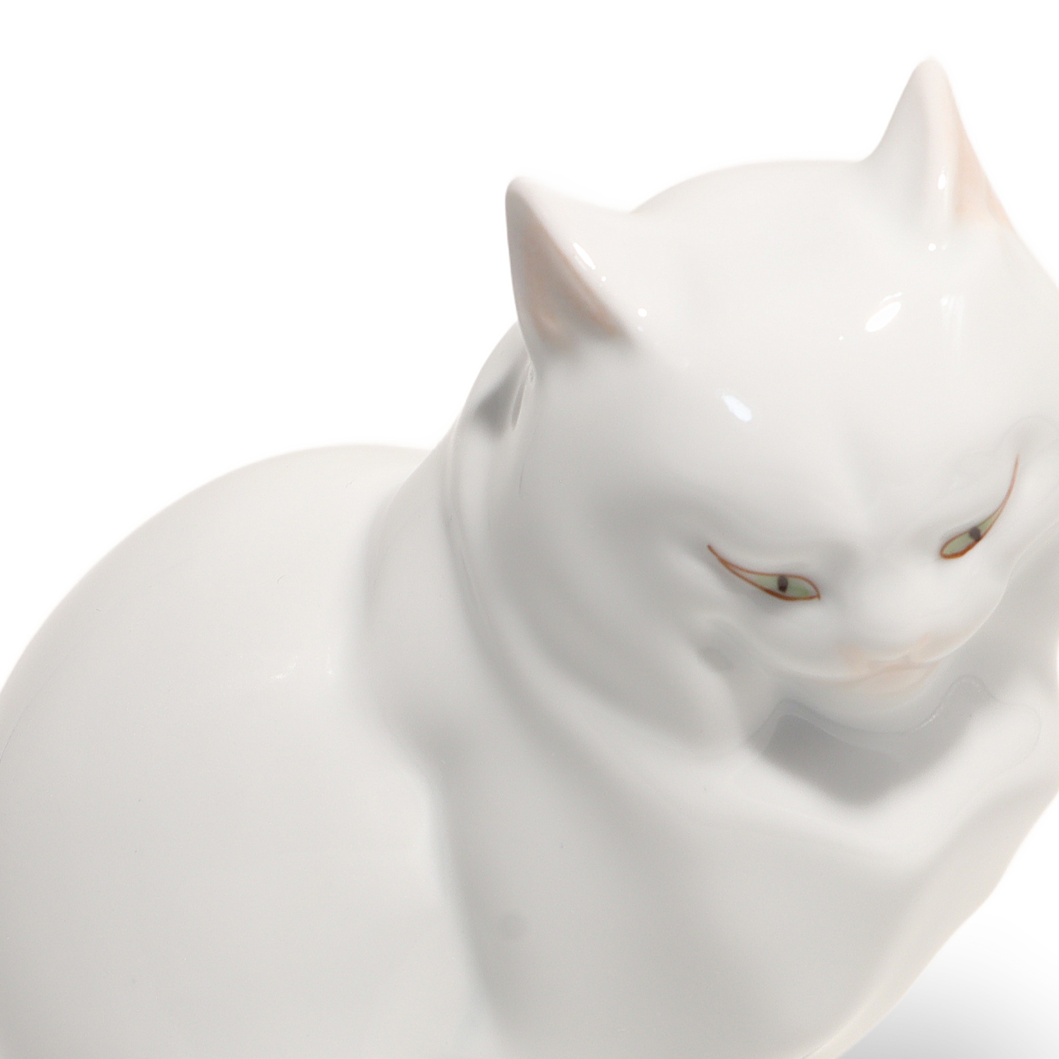 Thumbnail for Herend Cat Figurine Art Deco Kitty Hand Painted Vintage Porcelain