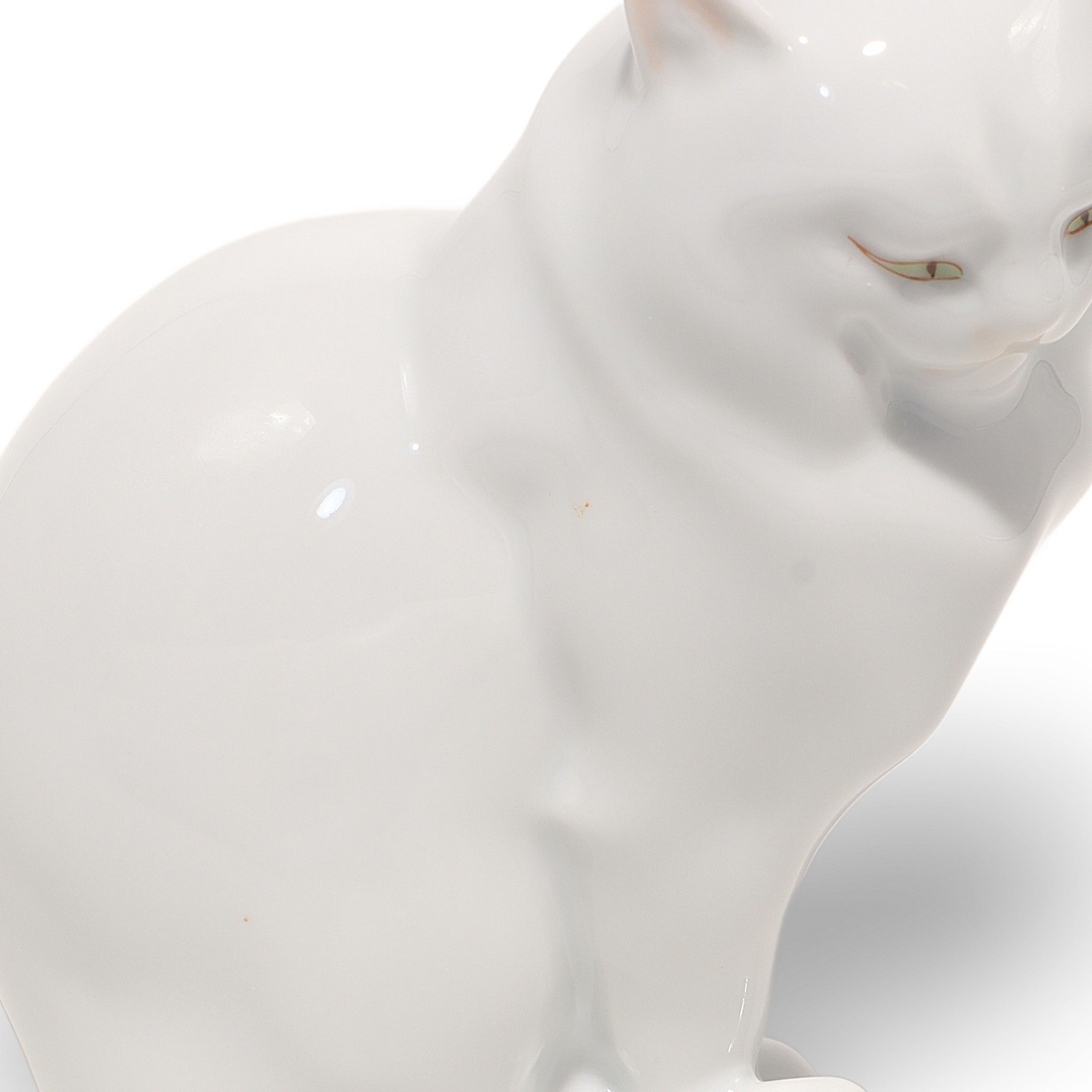 Thumbnail for Herend Cat Figurine White Sitting Cat Vintage Porcelain Decor