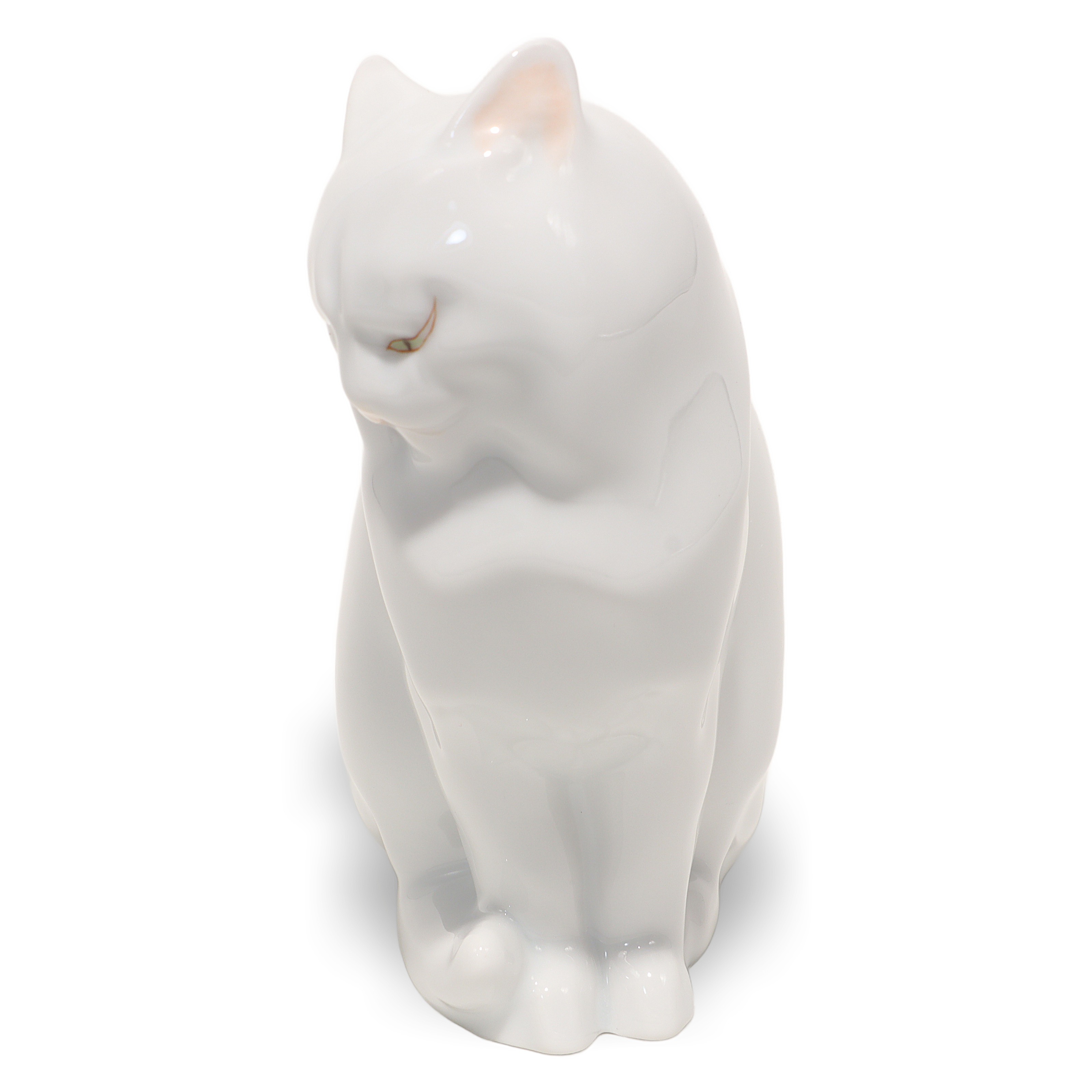 Thumbnail for Herend Cat Figurine White Sitting Cat Vintage Porcelain Decor