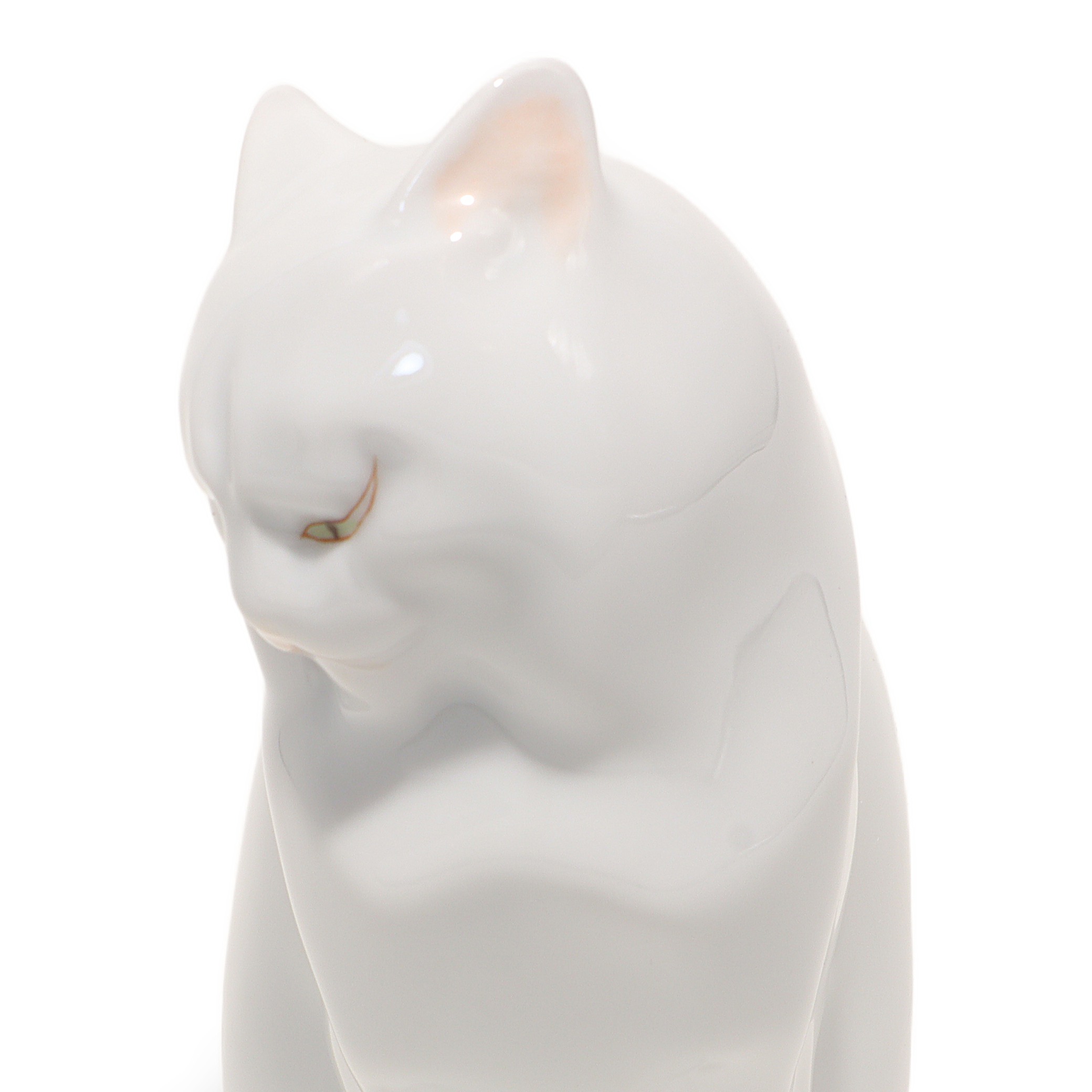 Thumbnail for Herend Cat Figurine White Sitting Cat Vintage Porcelain Decor