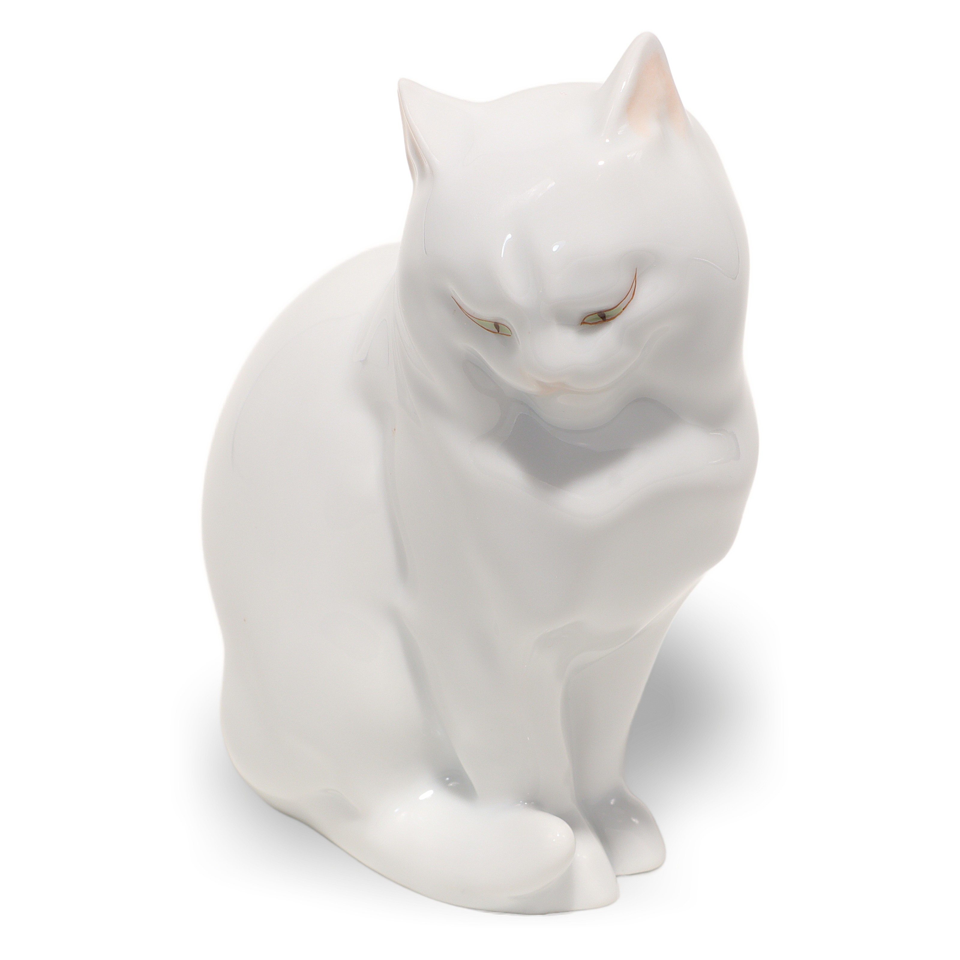 Thumbnail for Herend Cat Figurine White Sitting Cat Vintage Porcelain Decor