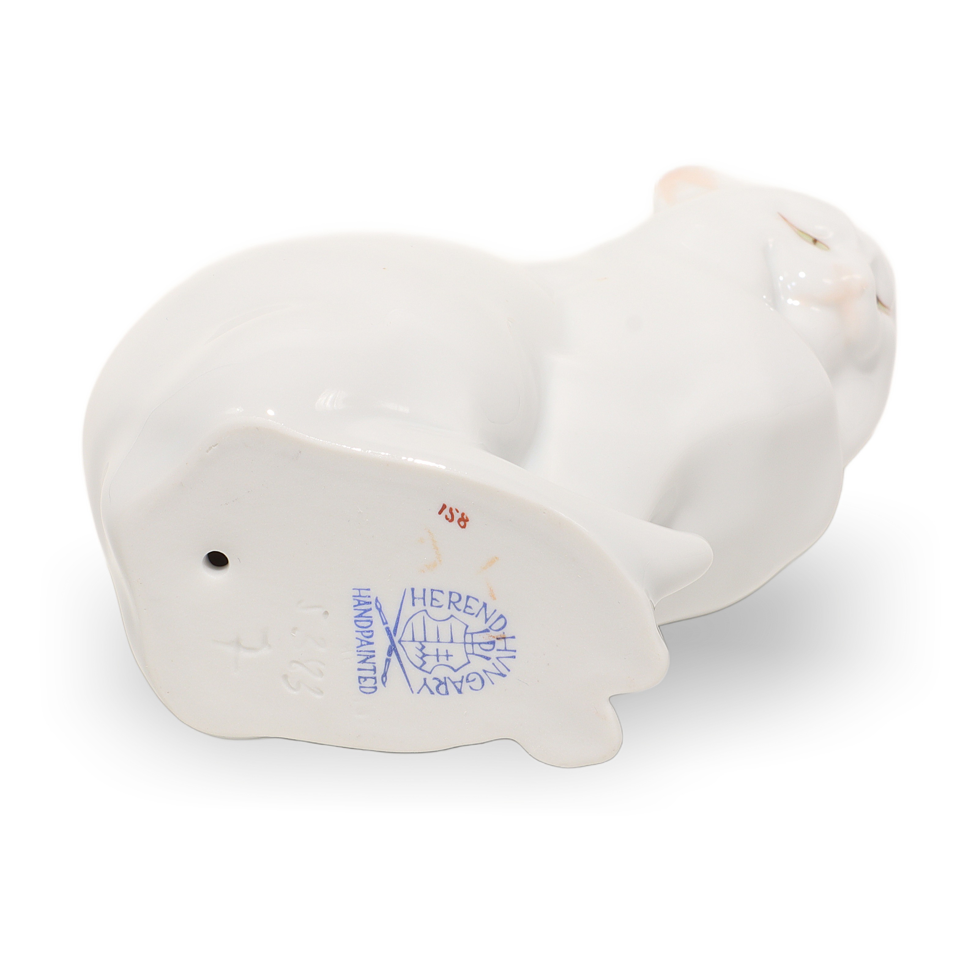 Thumbnail for Herend Cat Figurine White Sitting Cat Vintage Porcelain Decor