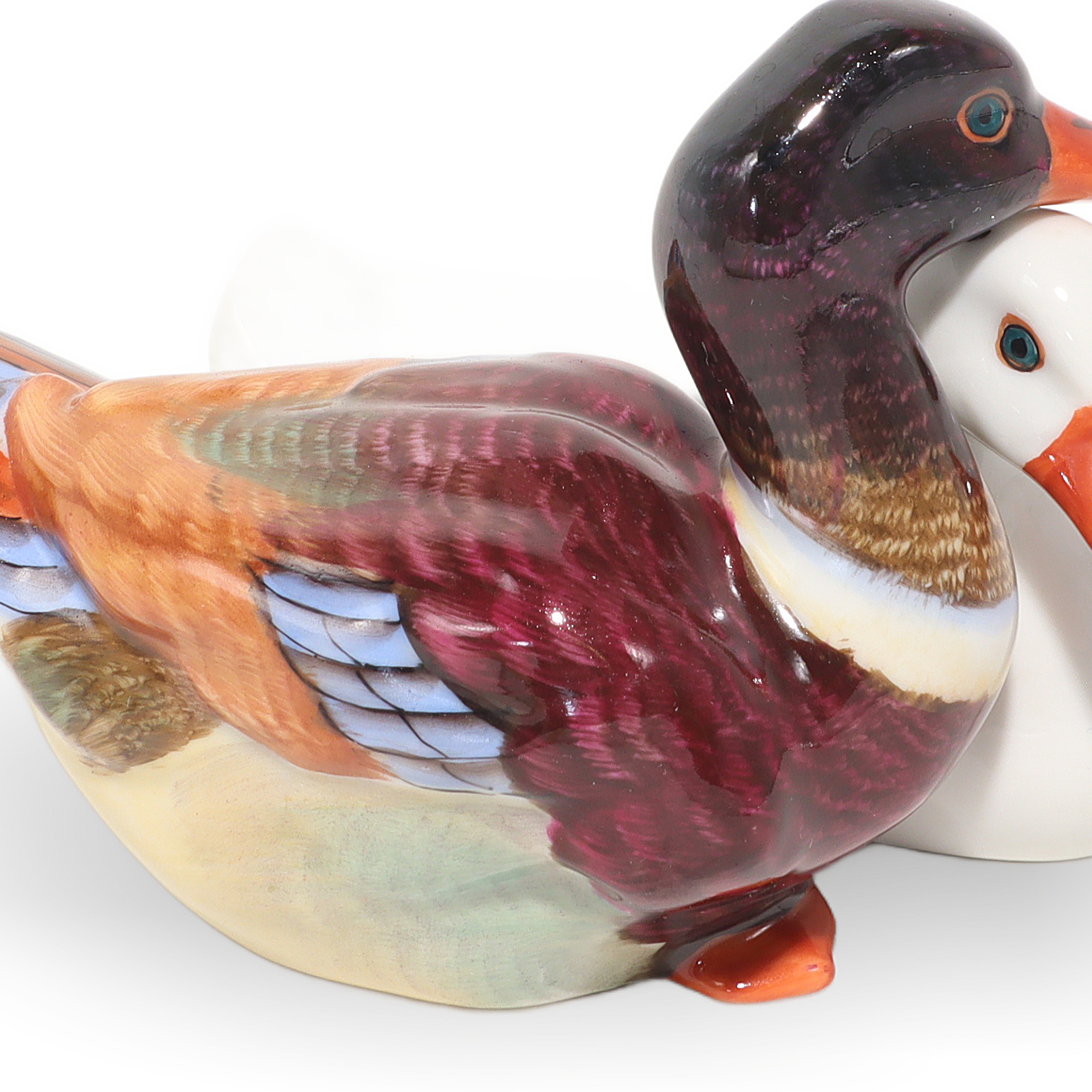 Thumbnail for Herend Ducks Figurines Vintage Porcelain Birds Mallard Statuette