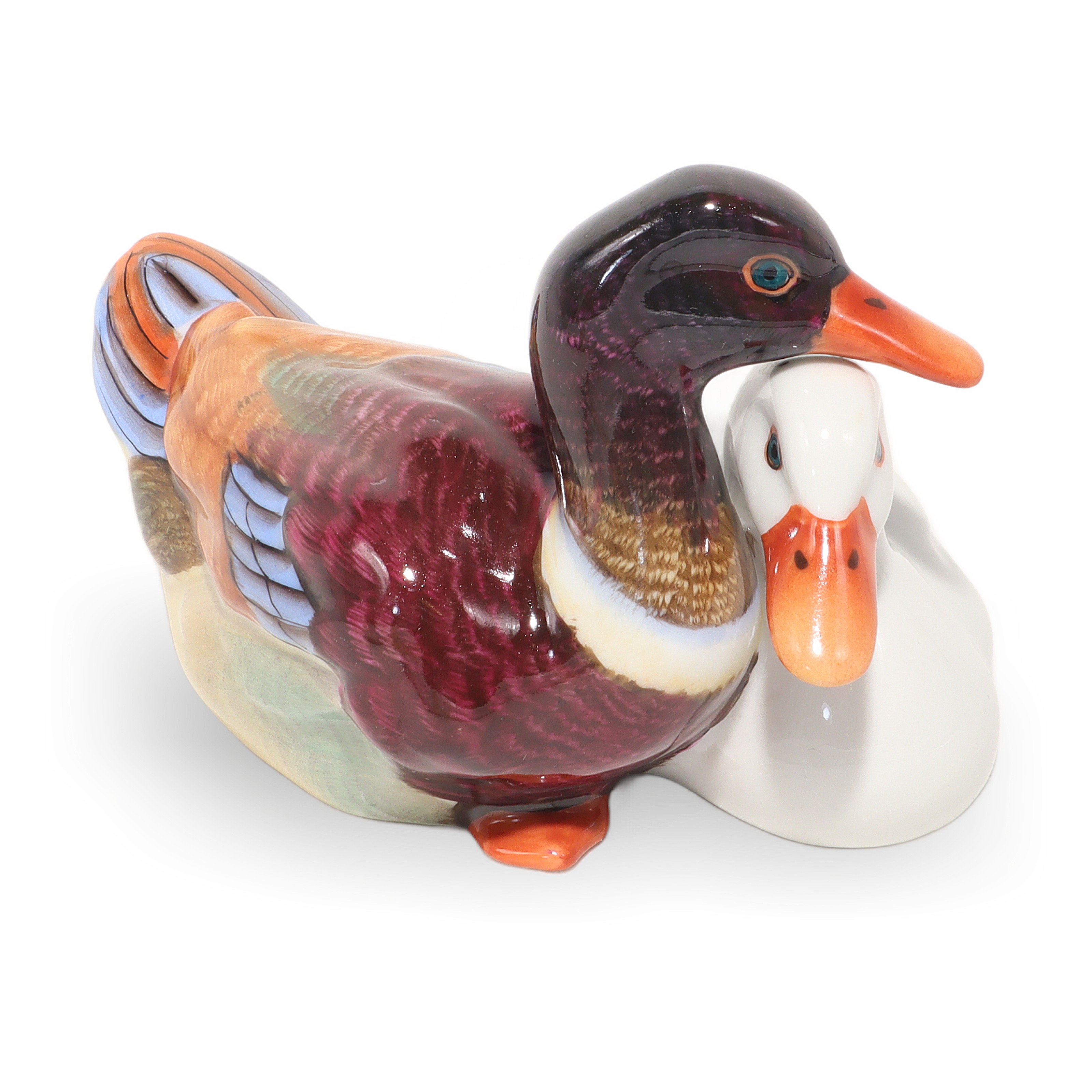 Thumbnail for Herend Ducks Figurines Vintage Porcelain Birds Mallard Statuette