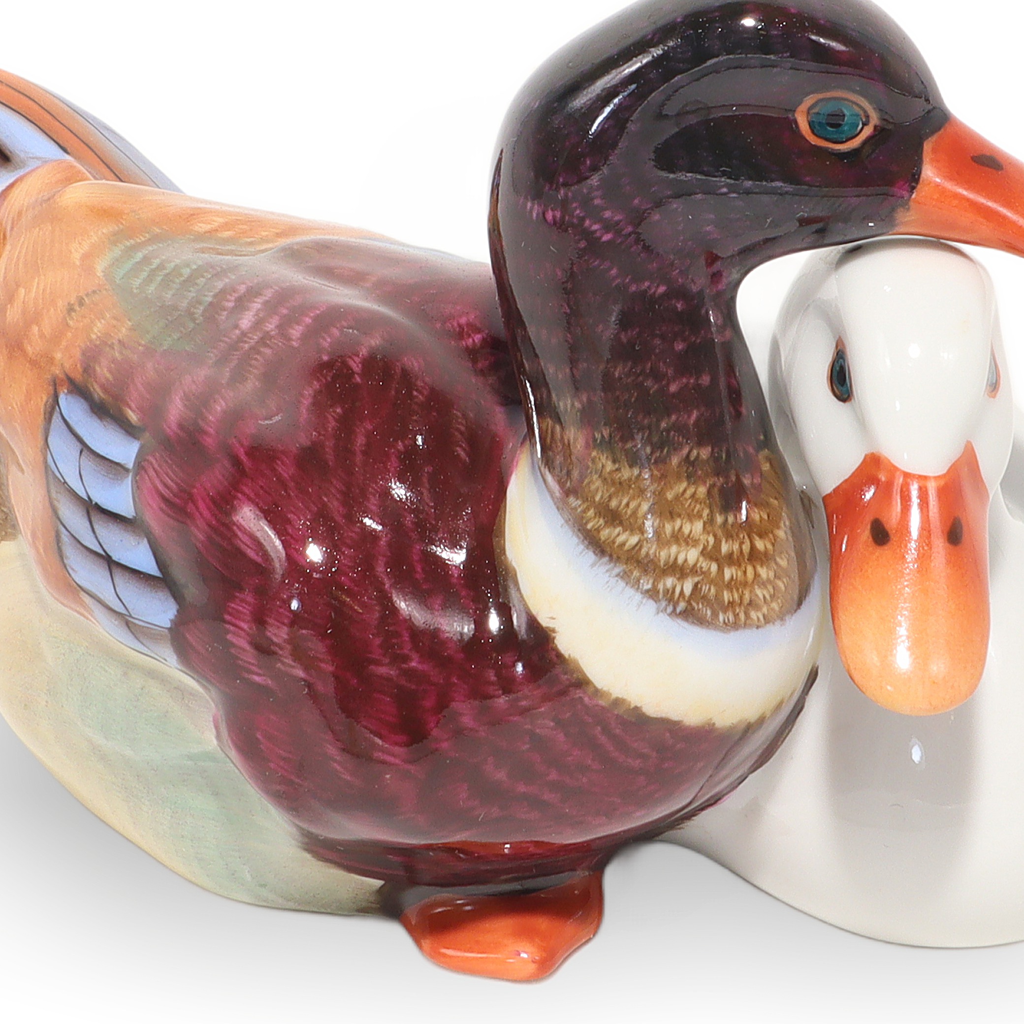 Thumbnail for Herend Ducks Figurines Vintage Porcelain Birds Mallard Statuette