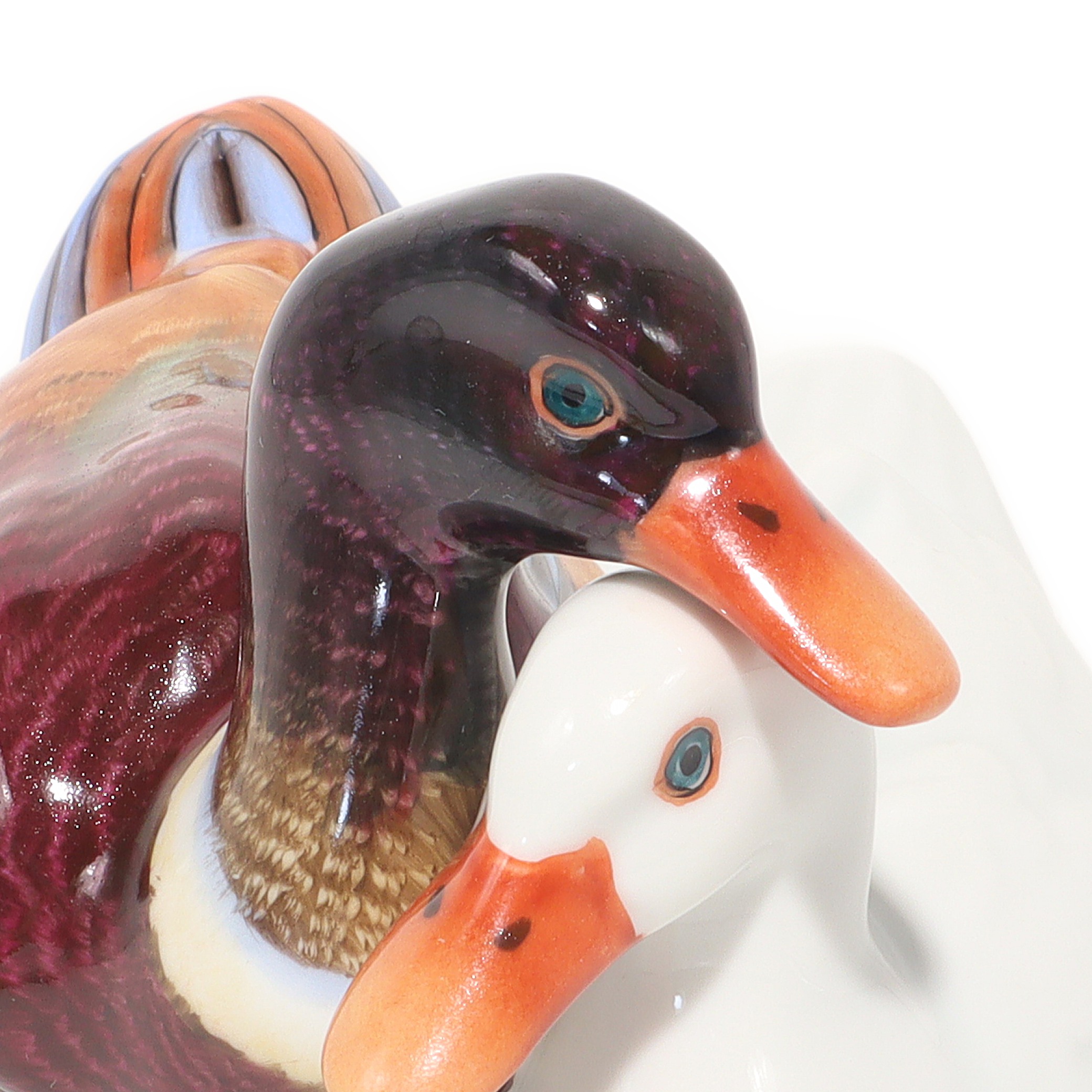 Thumbnail for Herend Ducks Figurines Vintage Porcelain Birds Mallard Statuette