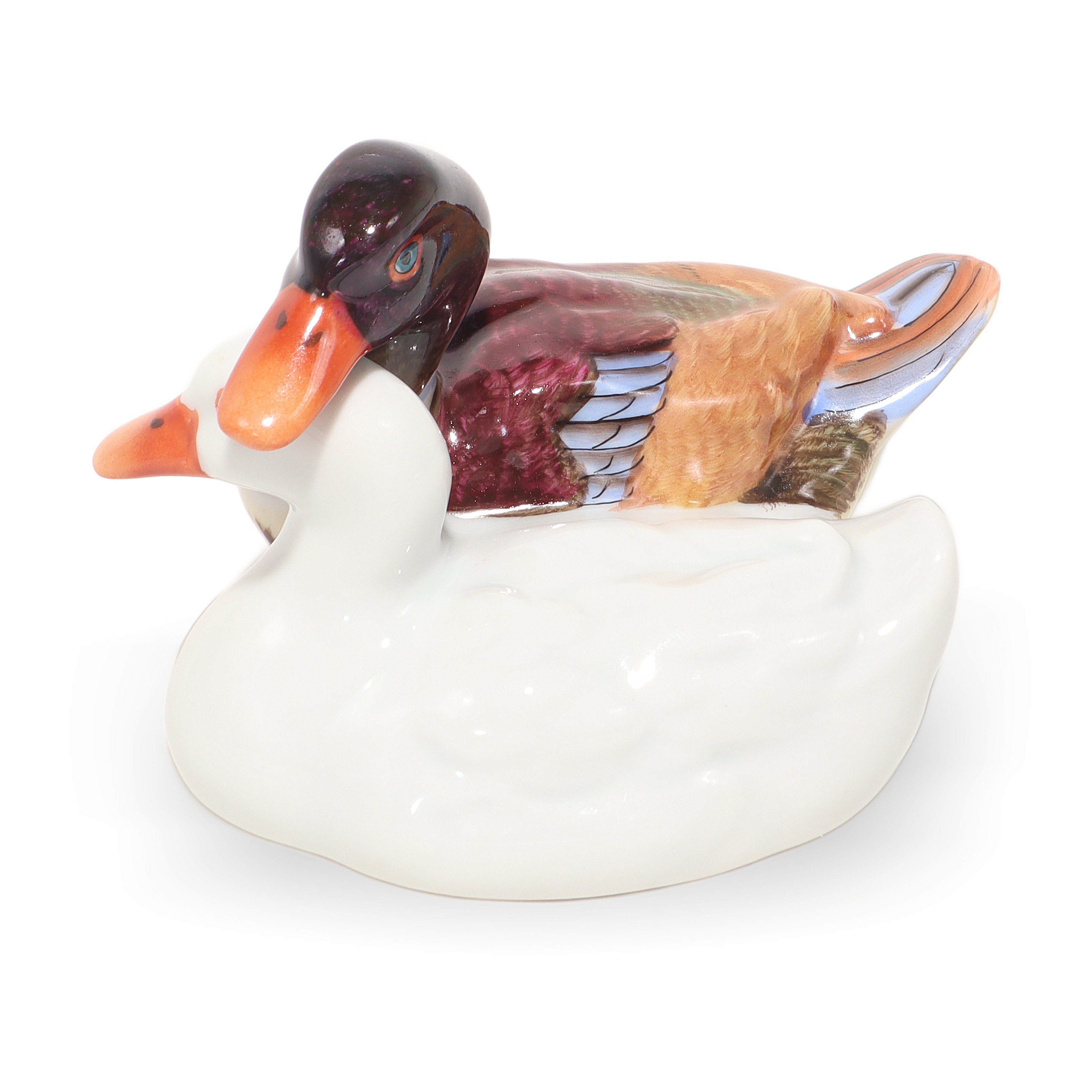 Thumbnail for Herend Ducks Figurines Vintage Porcelain Birds Mallard Statuette