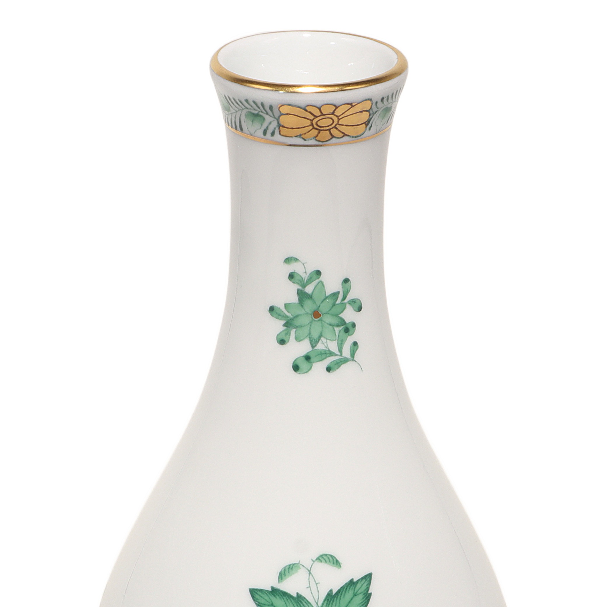 Thumbnail for Herend Green Chinese Bouquet Bud Vase Apponyi Pattern Vintage Hand Painted Porcelain