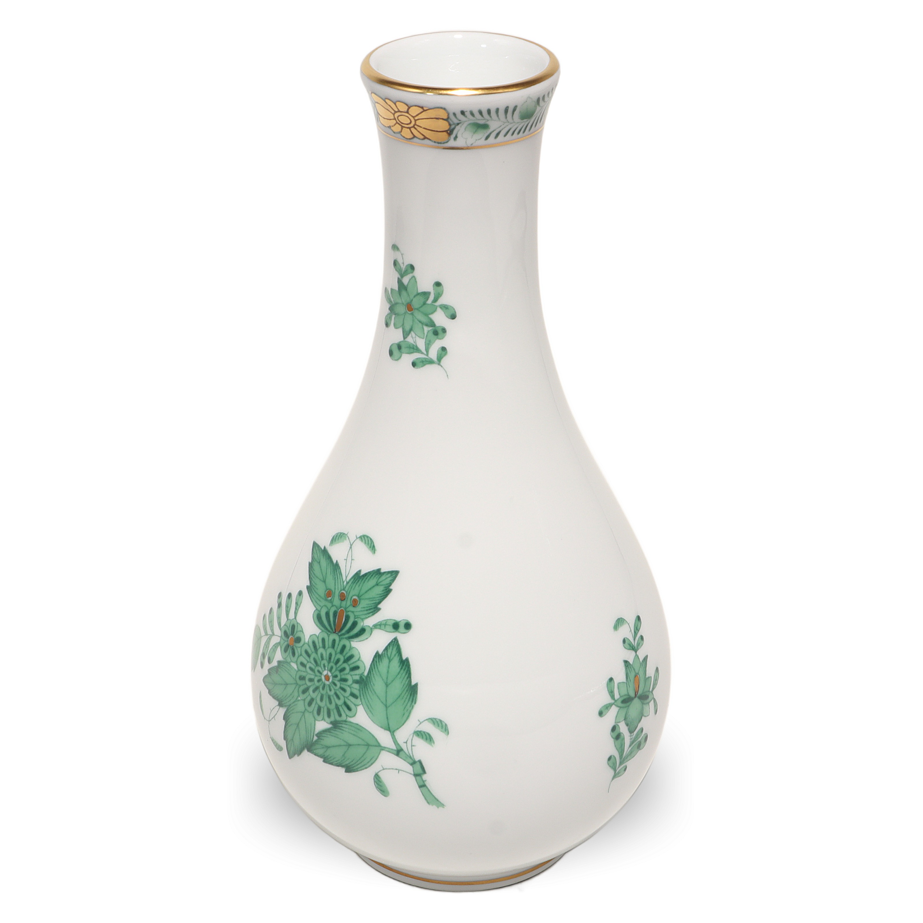 Thumbnail for Herend Green Chinese Bouquet Bud Vase Apponyi Pattern Vintage Hand Painted Porcelain