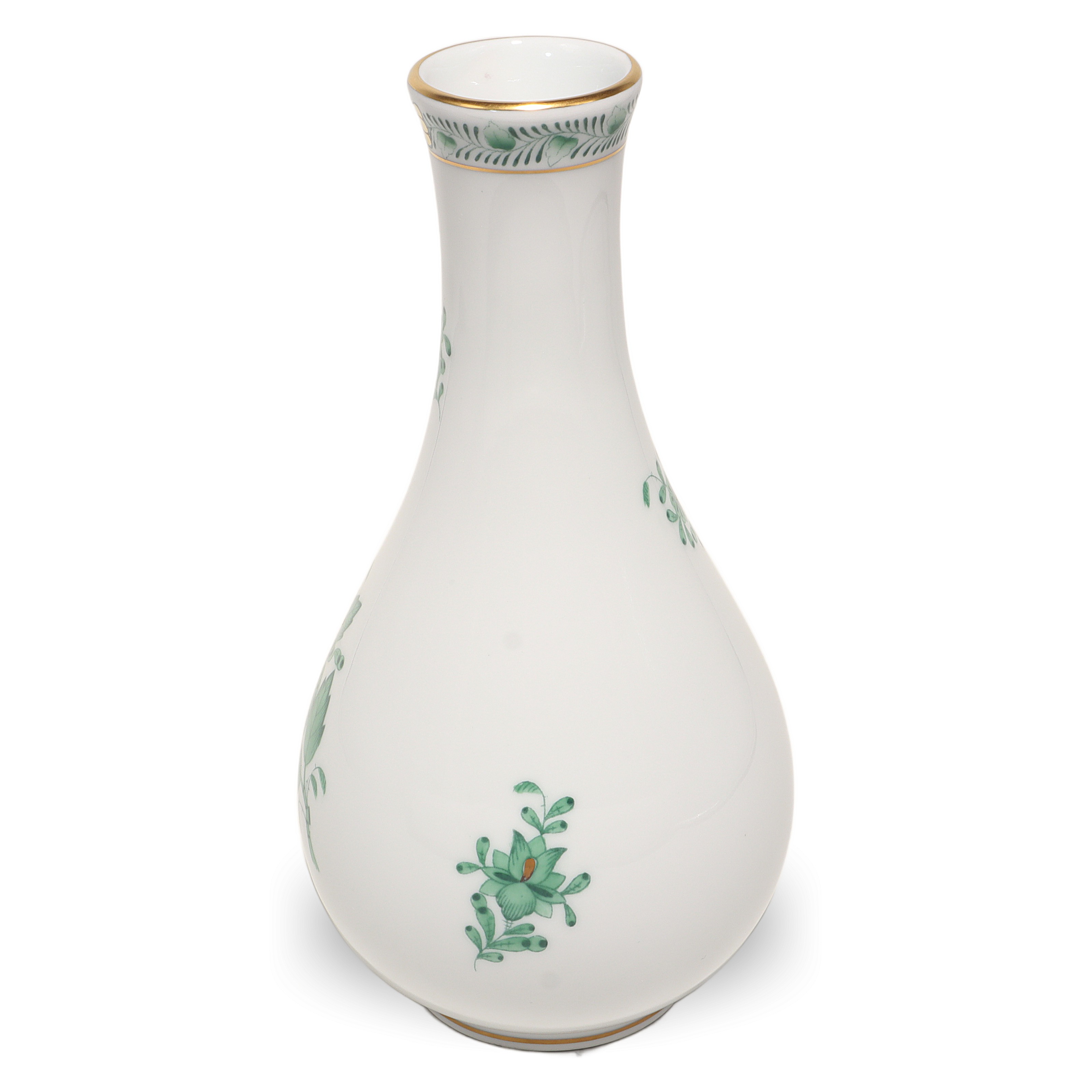 Thumbnail for Herend Green Chinese Bouquet Bud Vase Apponyi Pattern Vintage Hand Painted Porcelain