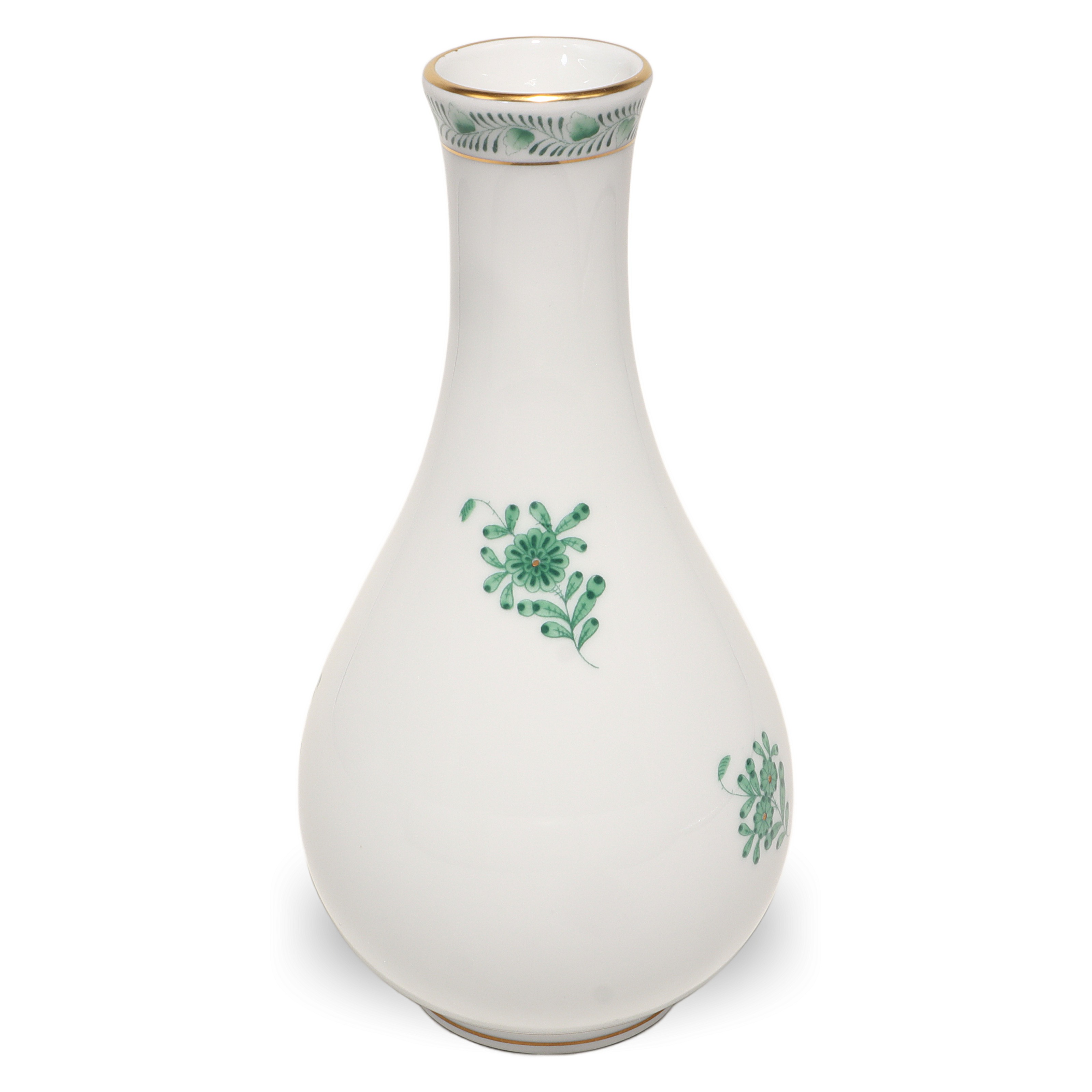 Thumbnail for Herend Green Chinese Bouquet Bud Vase Apponyi Pattern Vintage Hand Painted Porcelain