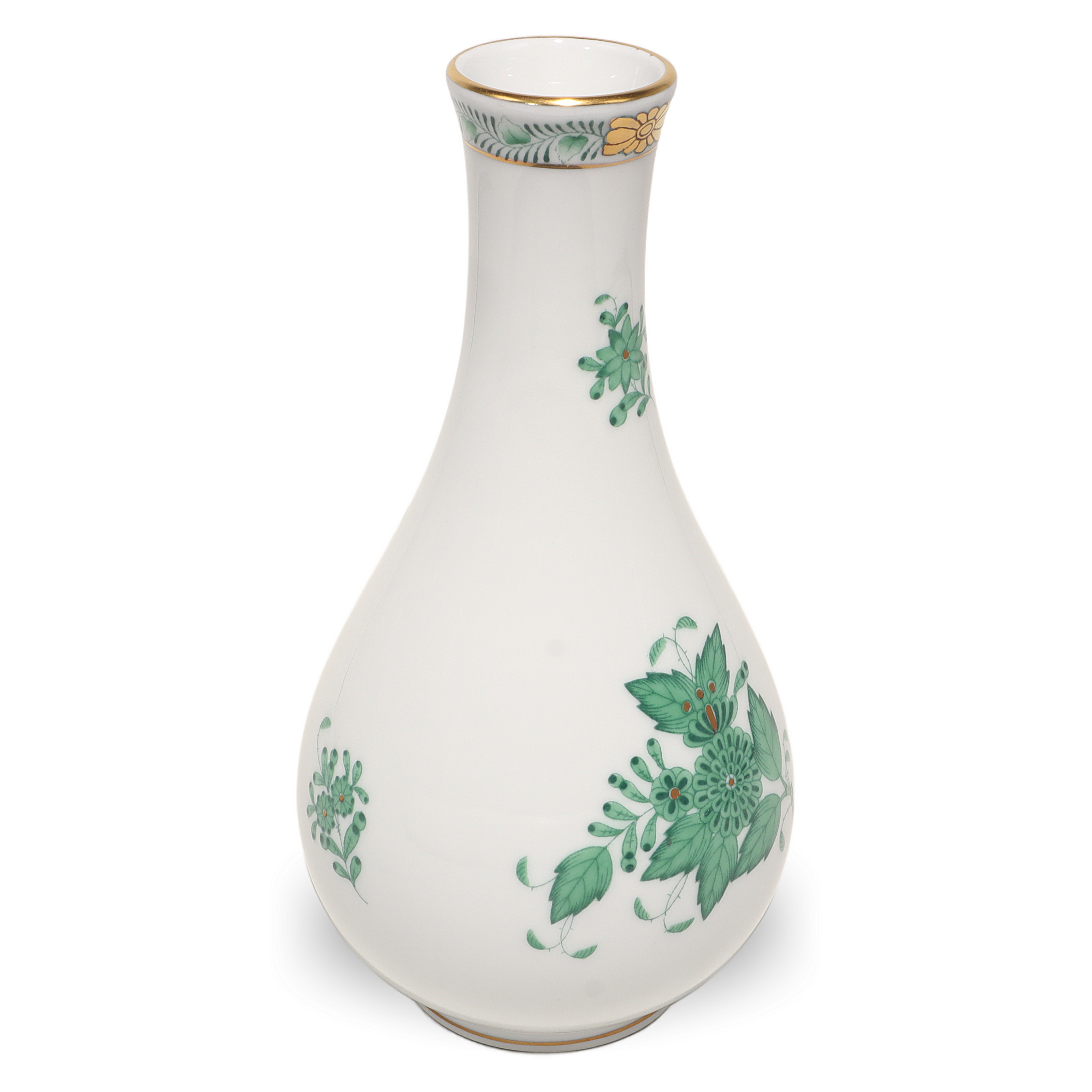 Thumbnail for Herend Green Chinese Bouquet Bud Vase Apponyi Pattern Vintage Hand Painted Porcelain