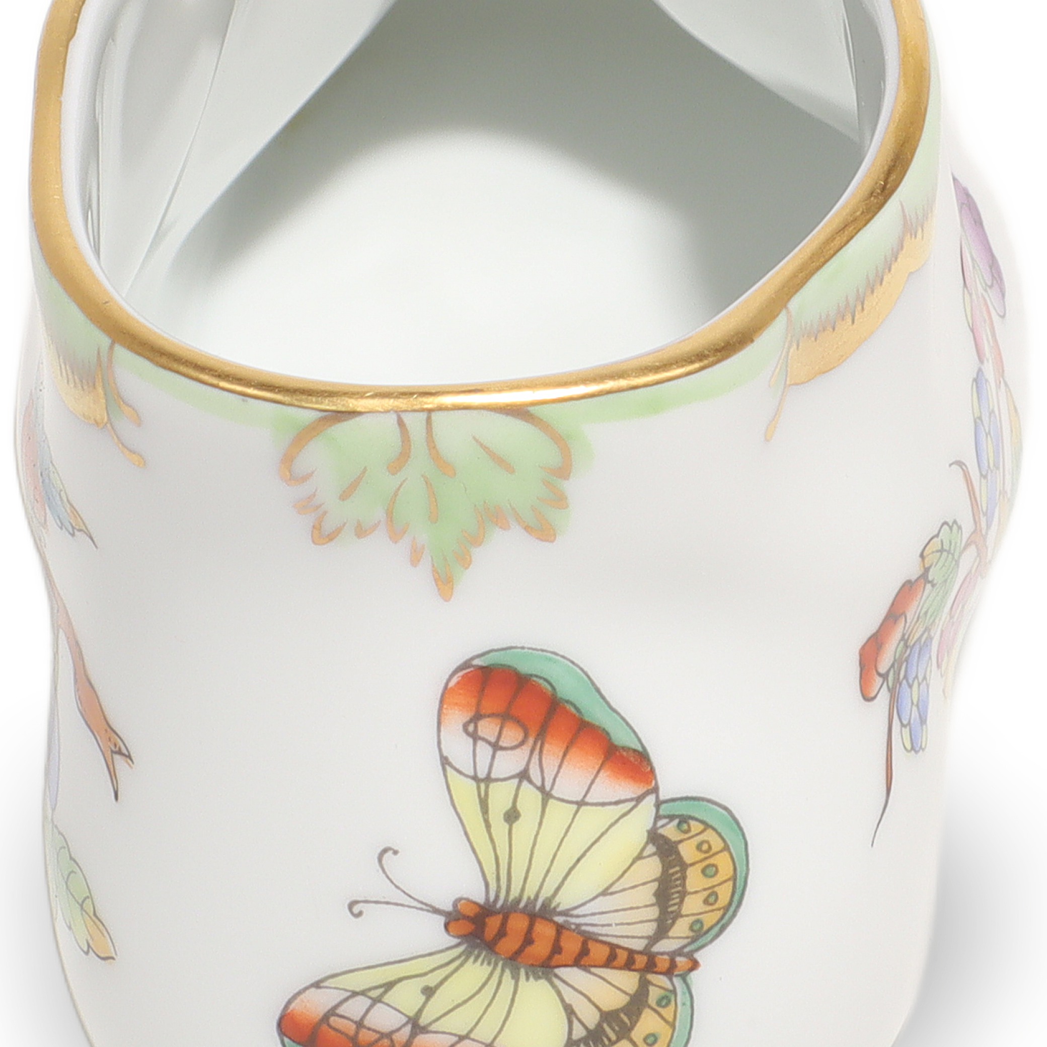 Thumbnail for Herend Porcelain Baby Shoe - Hand Painted Floral Butterfly Design Vintage Collectible