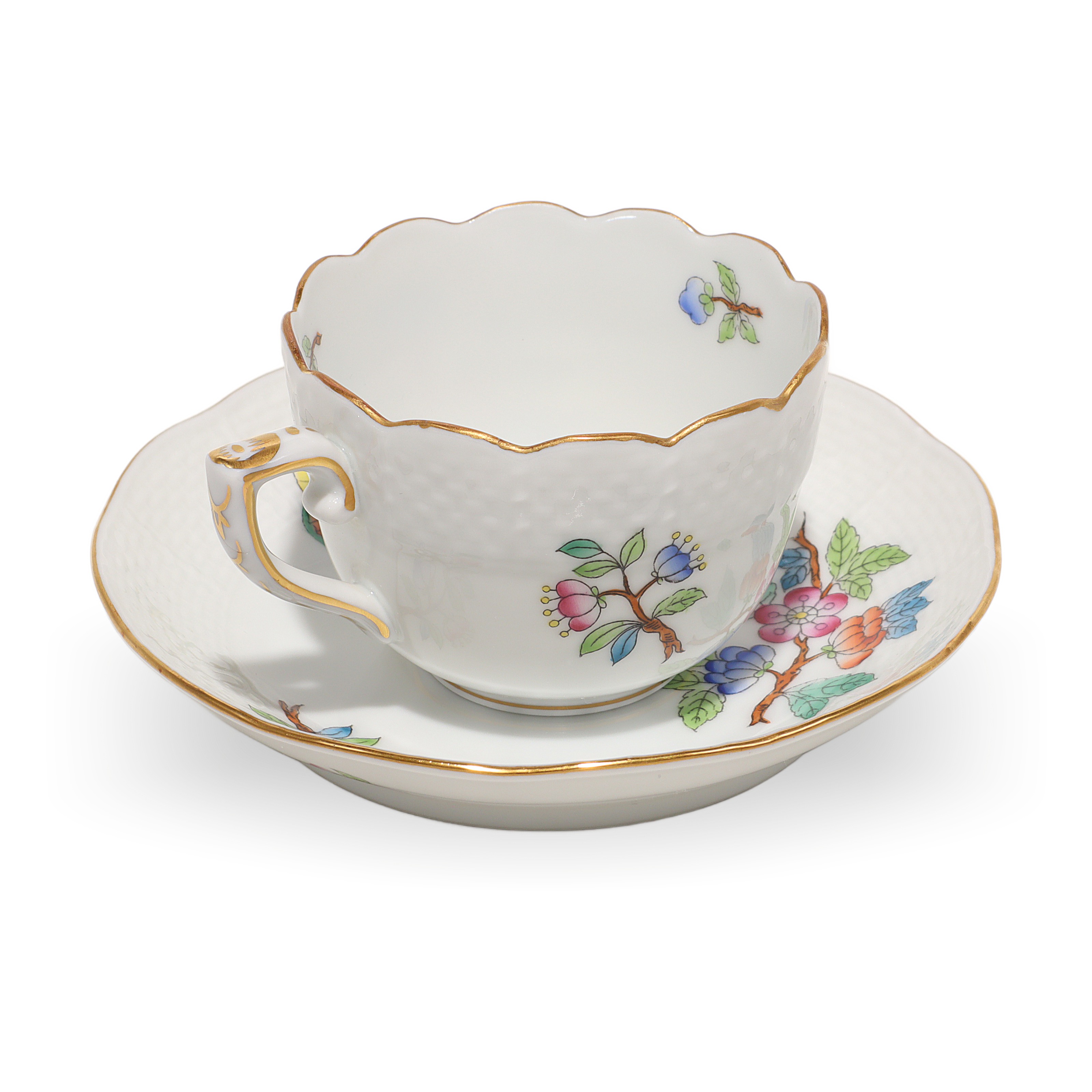 Herend Queen Victoria Coffee Cup and Saucer Set Hand Painted Vintage Thumbnail for Herend Queen Victoria Coffee Cup And Saucer Set - Hand Painted Vintage Mocha Party