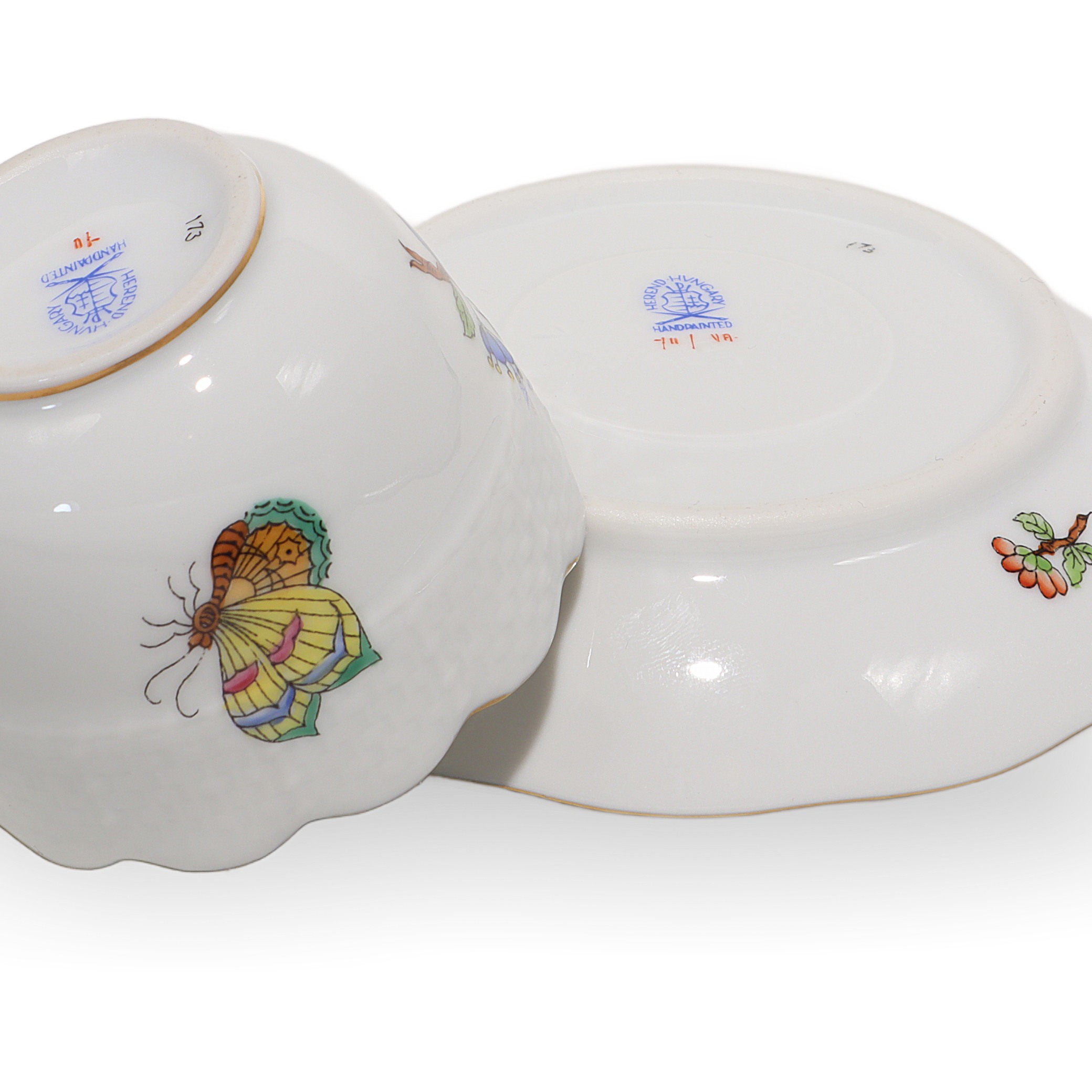 Herend Queen Victoria Coffee Cup and Saucer Set Base Detailed View Thumbnail for Herend Queen Victoria Coffee Cup And Saucer Set - Hand Painted Vintage Mocha Party