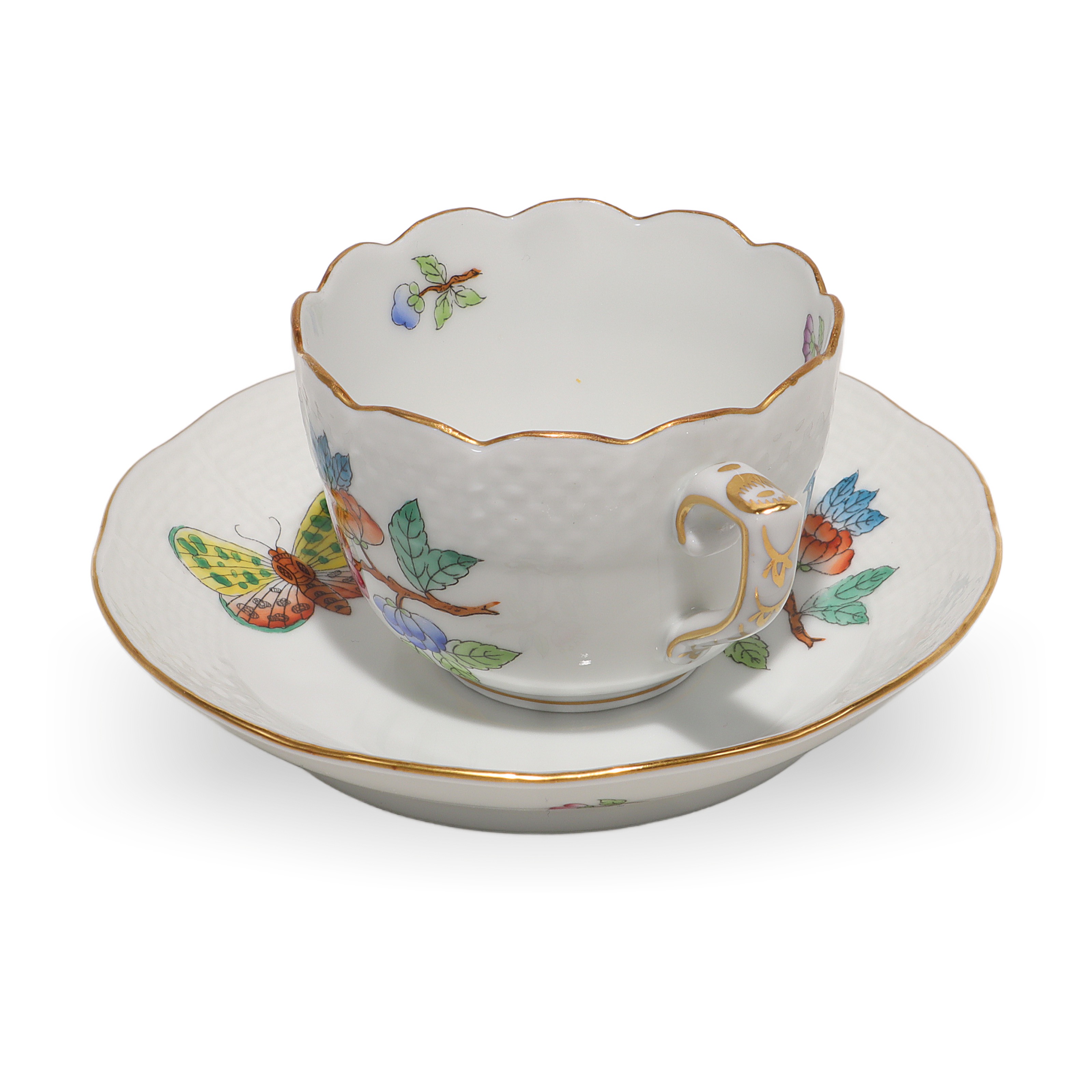 Herend Queen Victoria Coffee Cup and Saucer Set Hand Painted Vintage Thumbnail for Herend Queen Victoria Coffee Cup And Saucer Set - Hand Painted Vintage Mocha Party