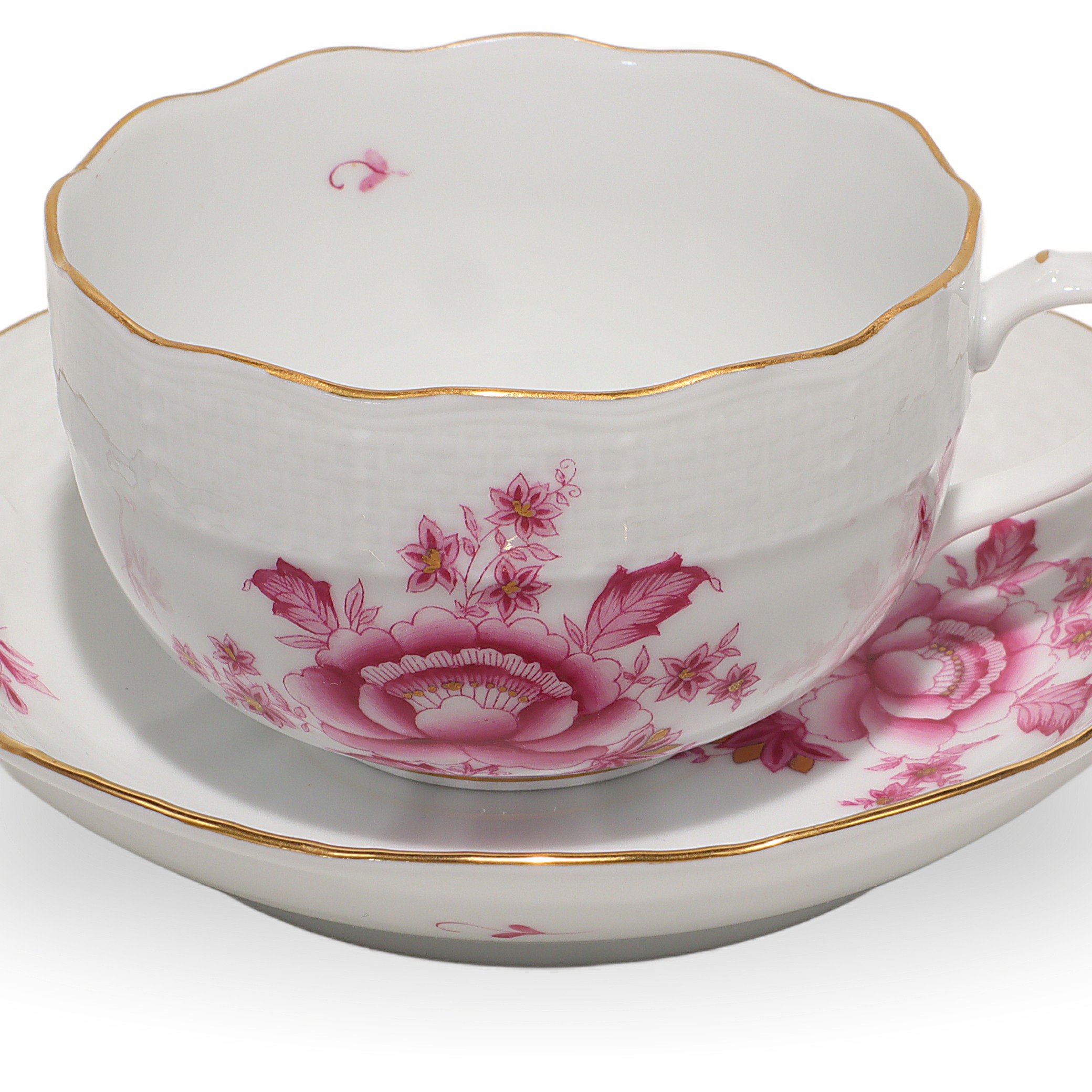 Herend Nanking Rose Antique Tea Cup and Saucer Set Detailed View Thumbnail for Herend Tea Cup With Saucer Set - Nanking Rose Antique Hand Painted Pattern