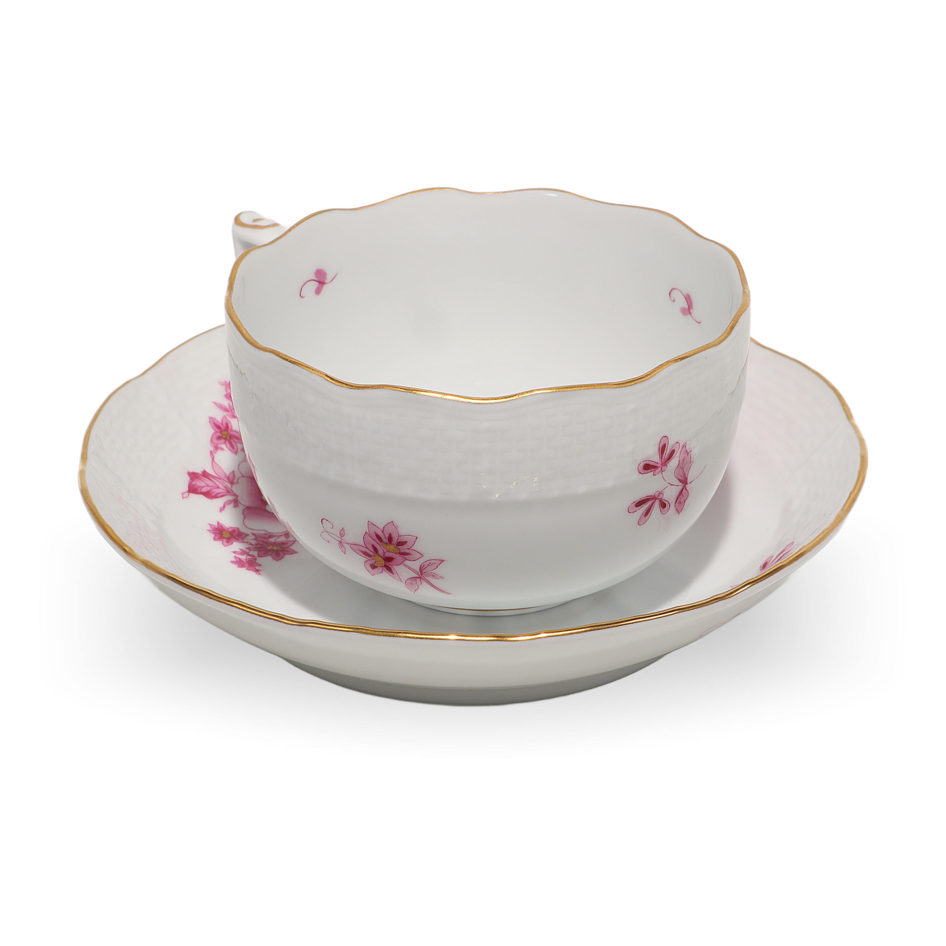 Herend Nanking Rose Antique Tea Cup and Saucer Set Detailed View Thumbnail for Herend Tea Cup With Saucer Set - Nanking Rose Antique Hand Painted Pattern