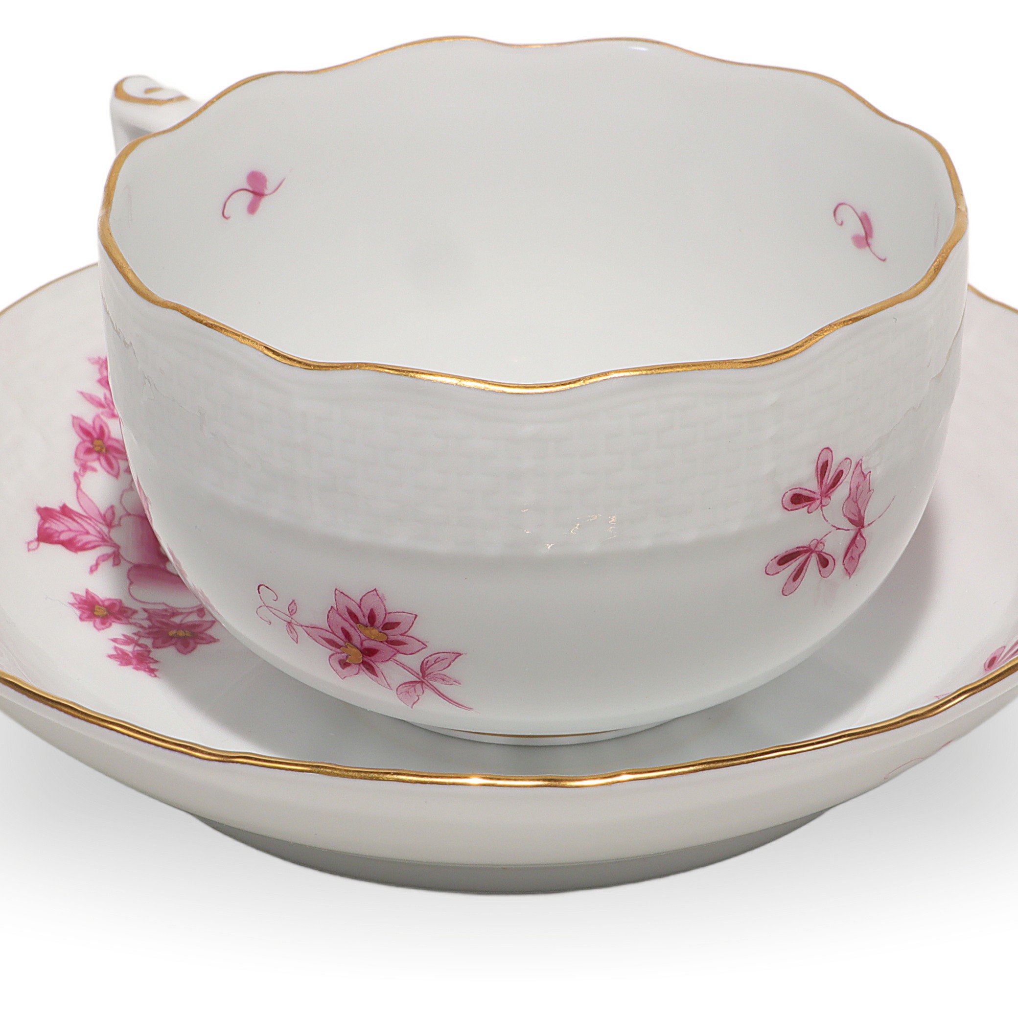 Herend Nanking Rose Antique Tea Cup and Saucer Set Detailed View Thumbnail for Herend Tea Cup With Saucer Set - Nanking Rose Antique Hand Painted Pattern