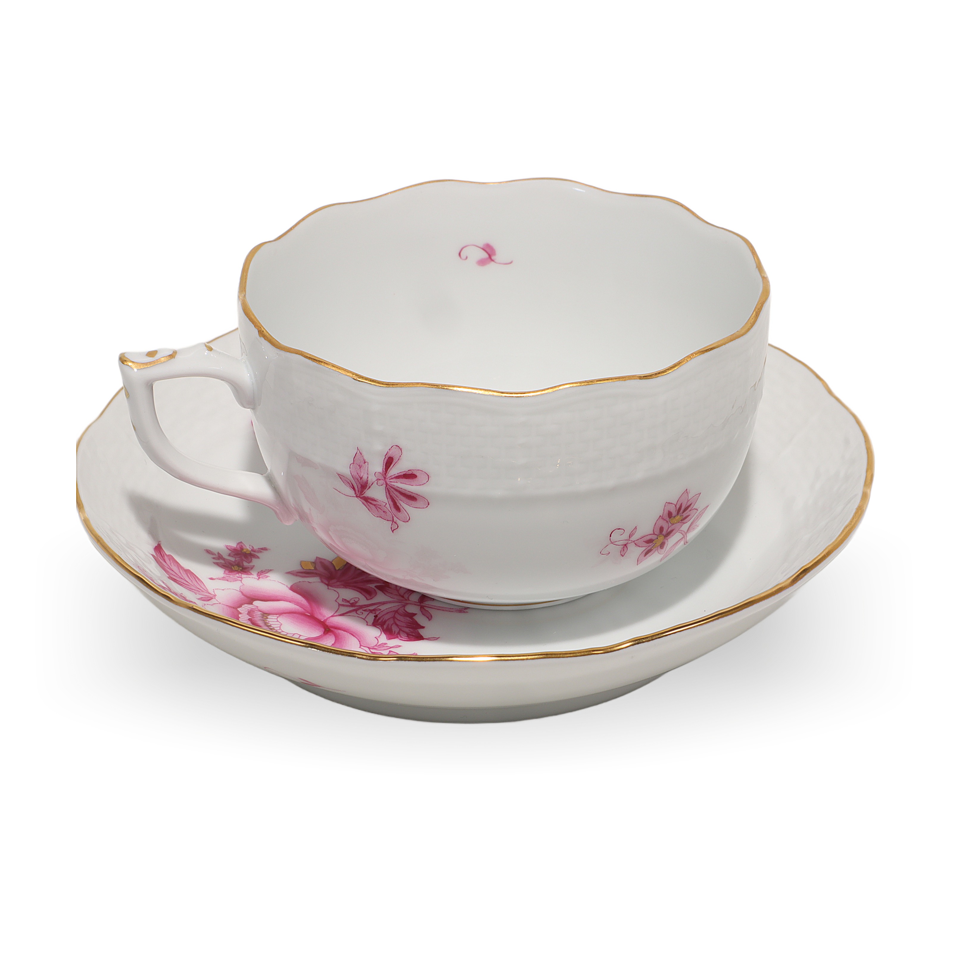 Herend Nanking Rose Antique Tea Cup and Saucer Set Detailed View Thumbnail for Herend Tea Cup With Saucer Set - Nanking Rose Antique Hand Painted Pattern