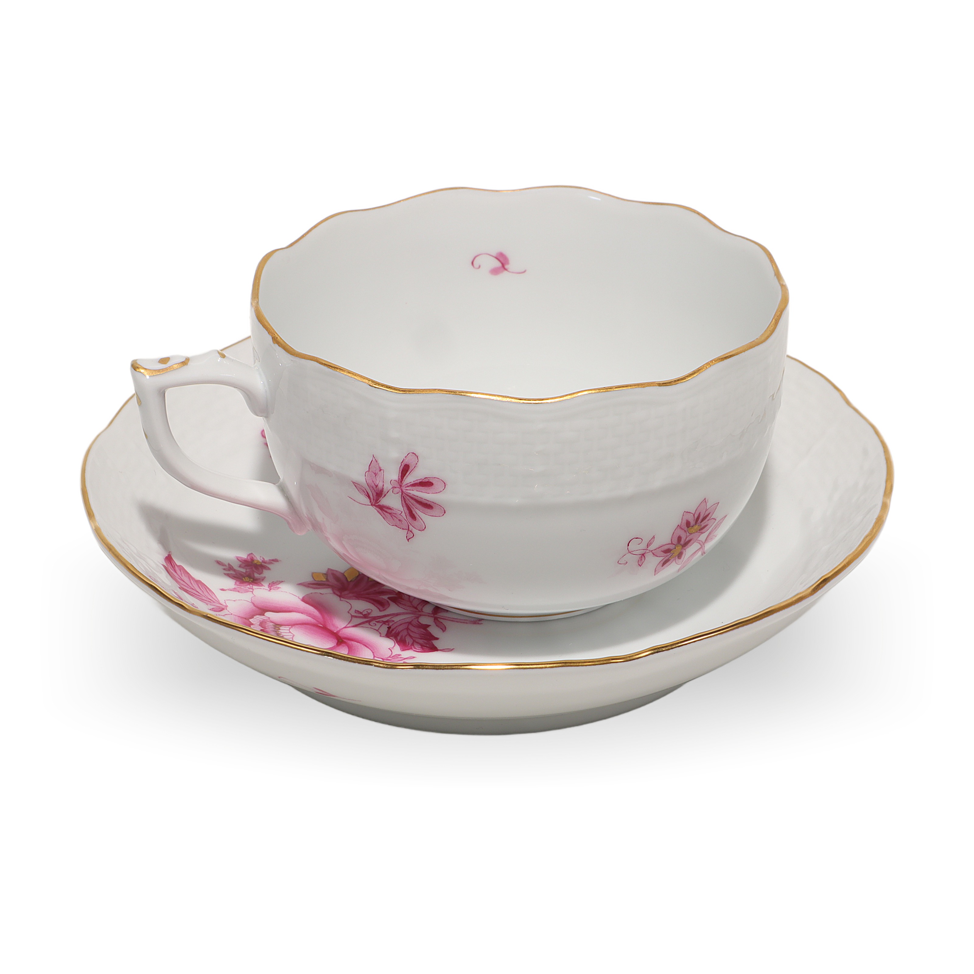 Herend Nanking Rose Antique Tea Cup and Saucer Set Detailed View Thumbnail for Herend Tea Cup With Saucer Set - Nanking Rose Antique Hand Painted Pattern