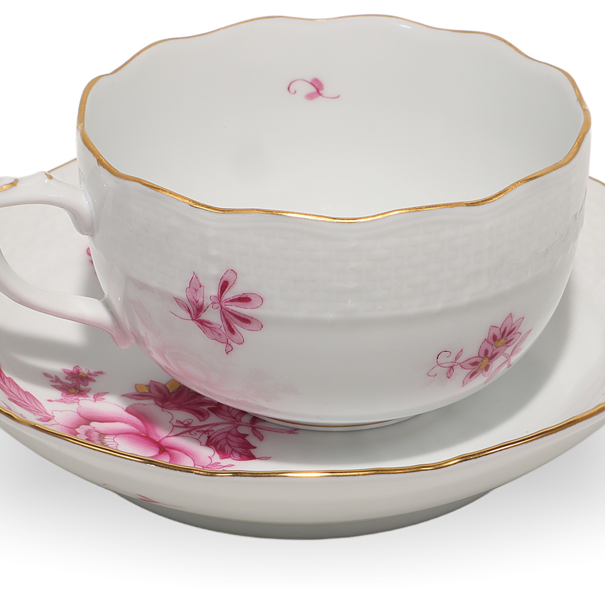 Herend Nanking Rose Antique Tea Cup and Saucer Set Detailed View Thumbnail for Herend Tea Cup With Saucer Set - Nanking Rose Antique Hand Painted Pattern
