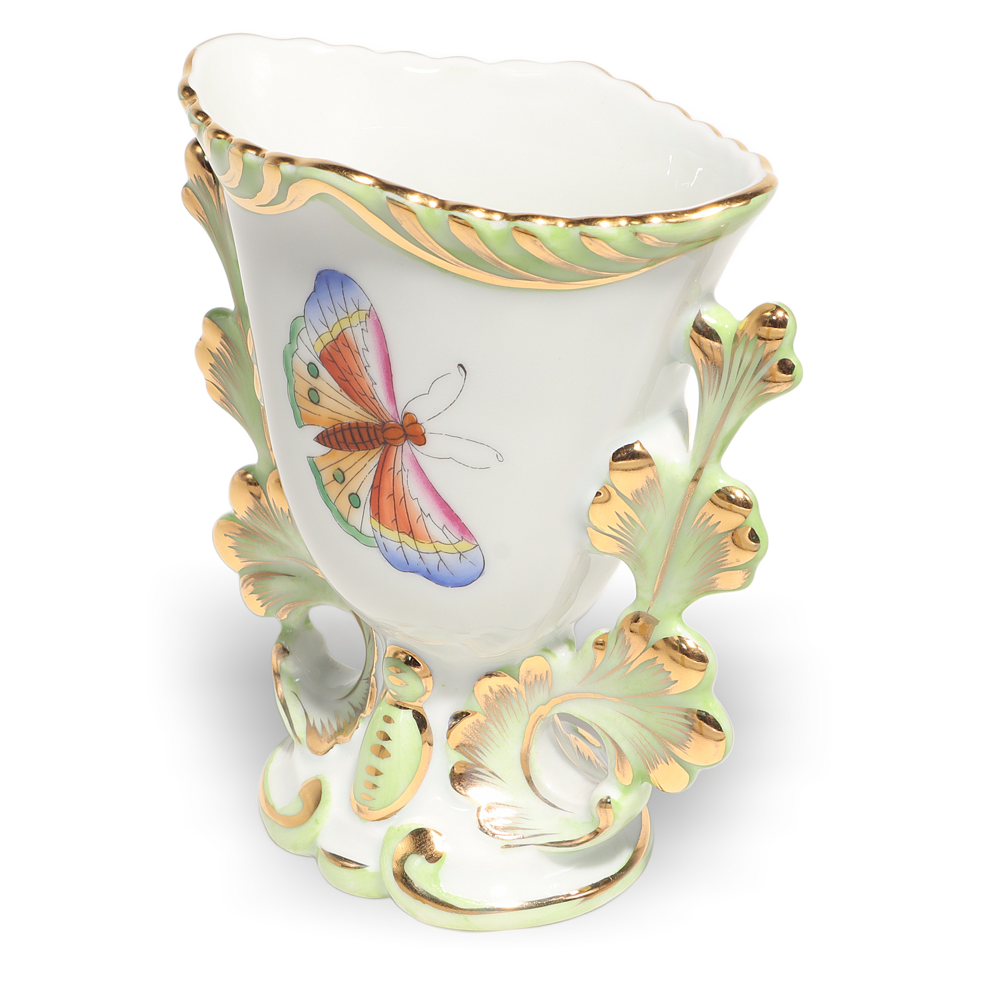 Thumbnail for Herend Vintage Queen Victoria Porcelain Vase Gilded Rococo Floral Design