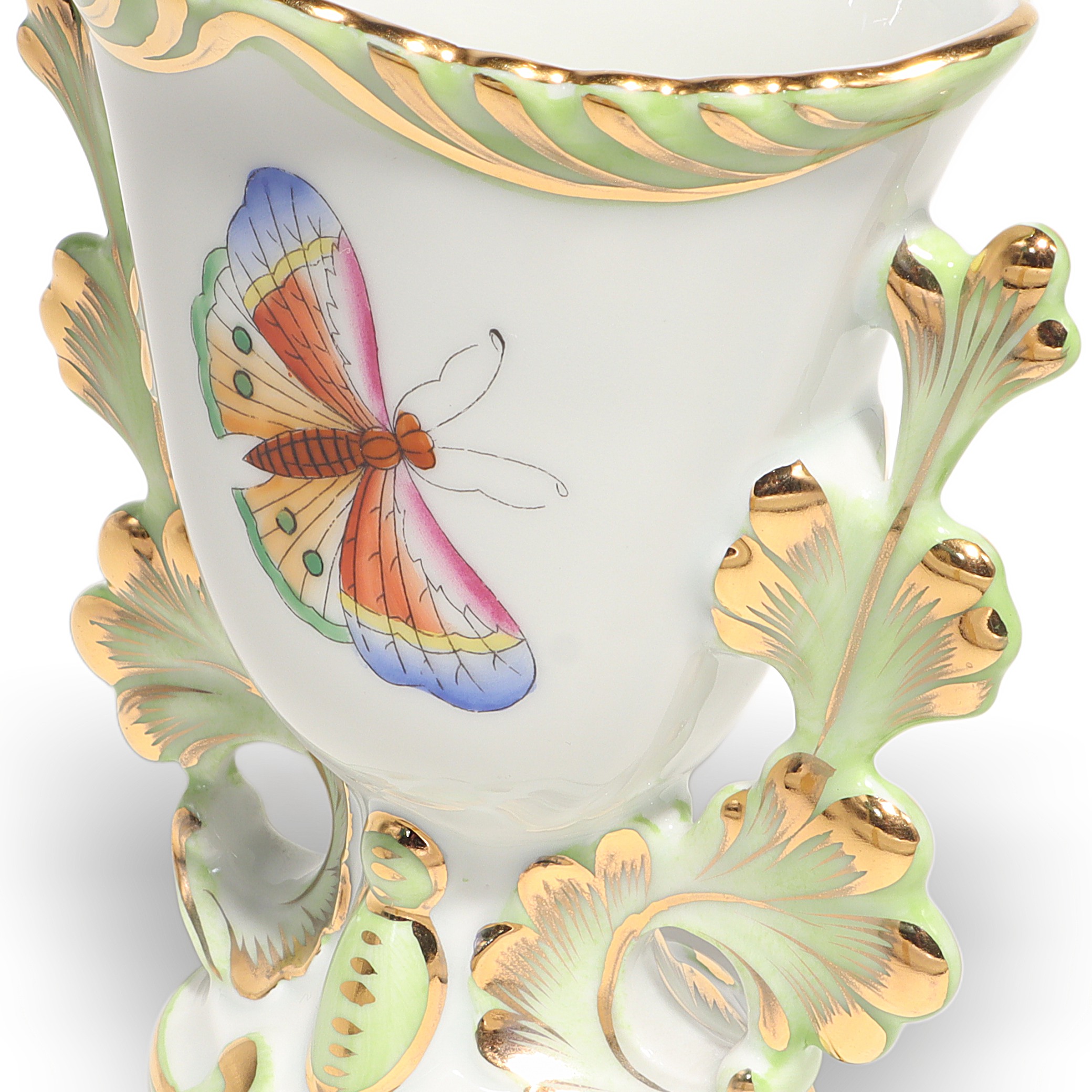 Thumbnail for Herend Vintage Queen Victoria Porcelain Vase Gilded Rococo Floral Design