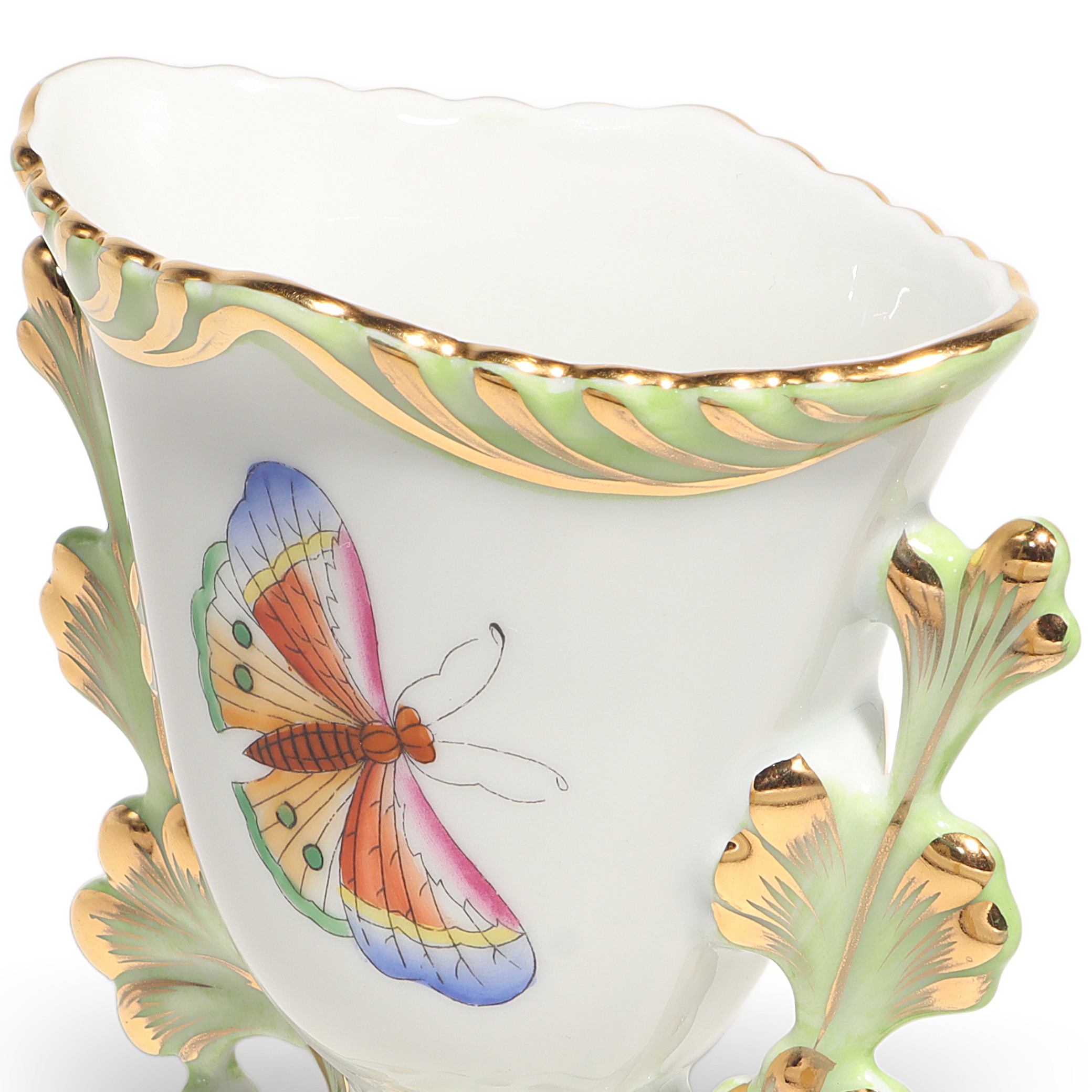 Thumbnail for Herend Vintage Queen Victoria Porcelain Vase Gilded Rococo Floral Design