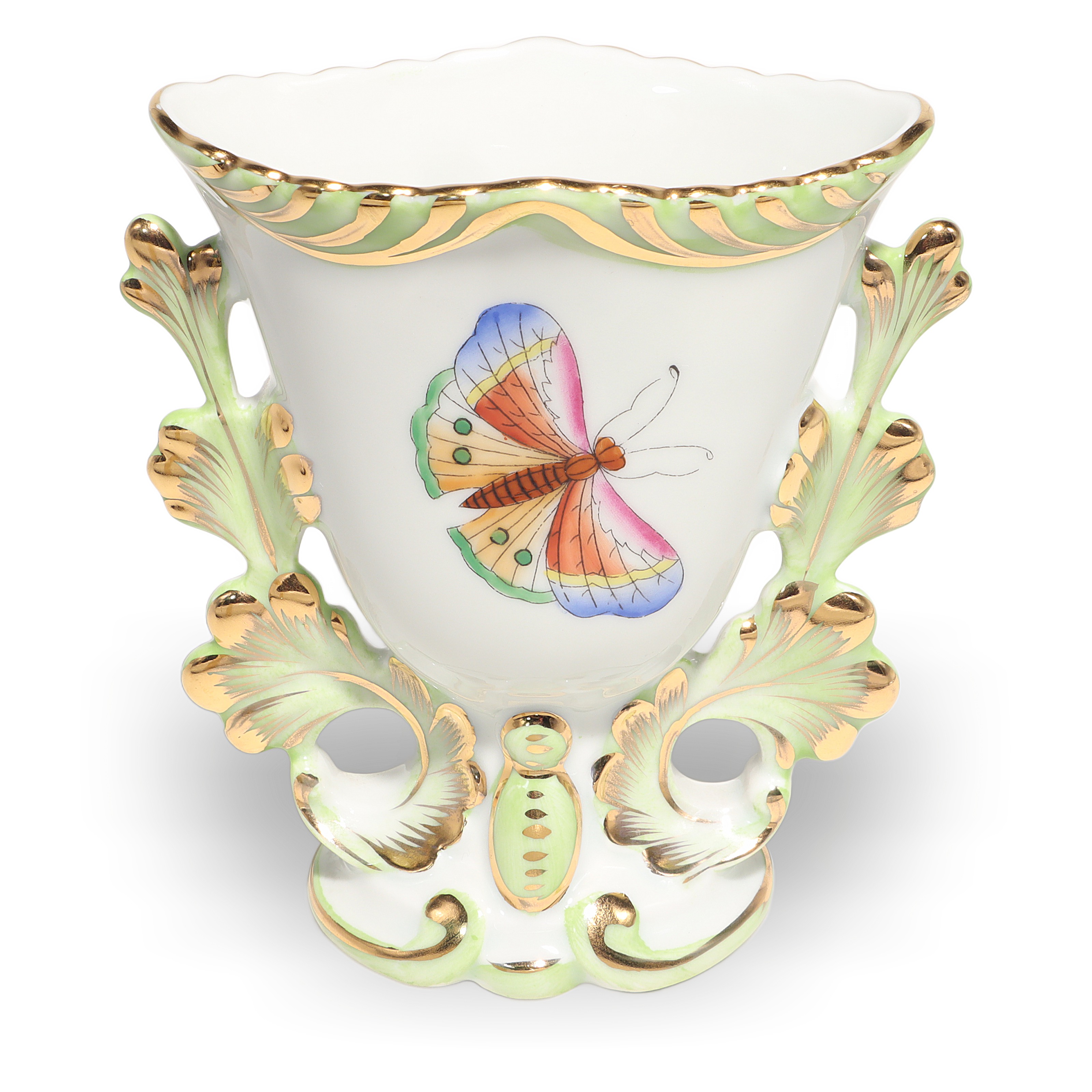 Thumbnail for Herend Vintage Queen Victoria Porcelain Vase Gilded Rococo Floral Design