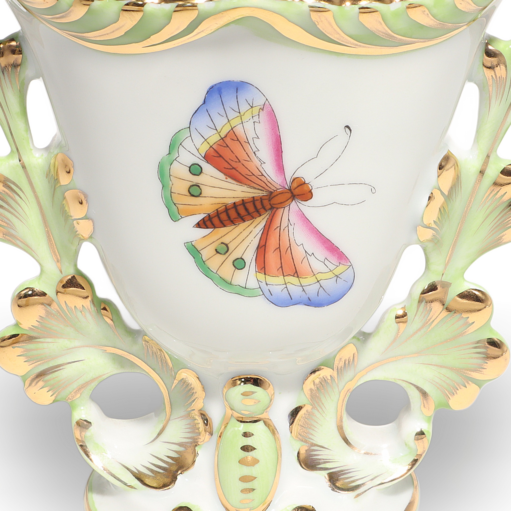 Thumbnail for Herend Vintage Queen Victoria Porcelain Vase Gilded Rococo Floral Design