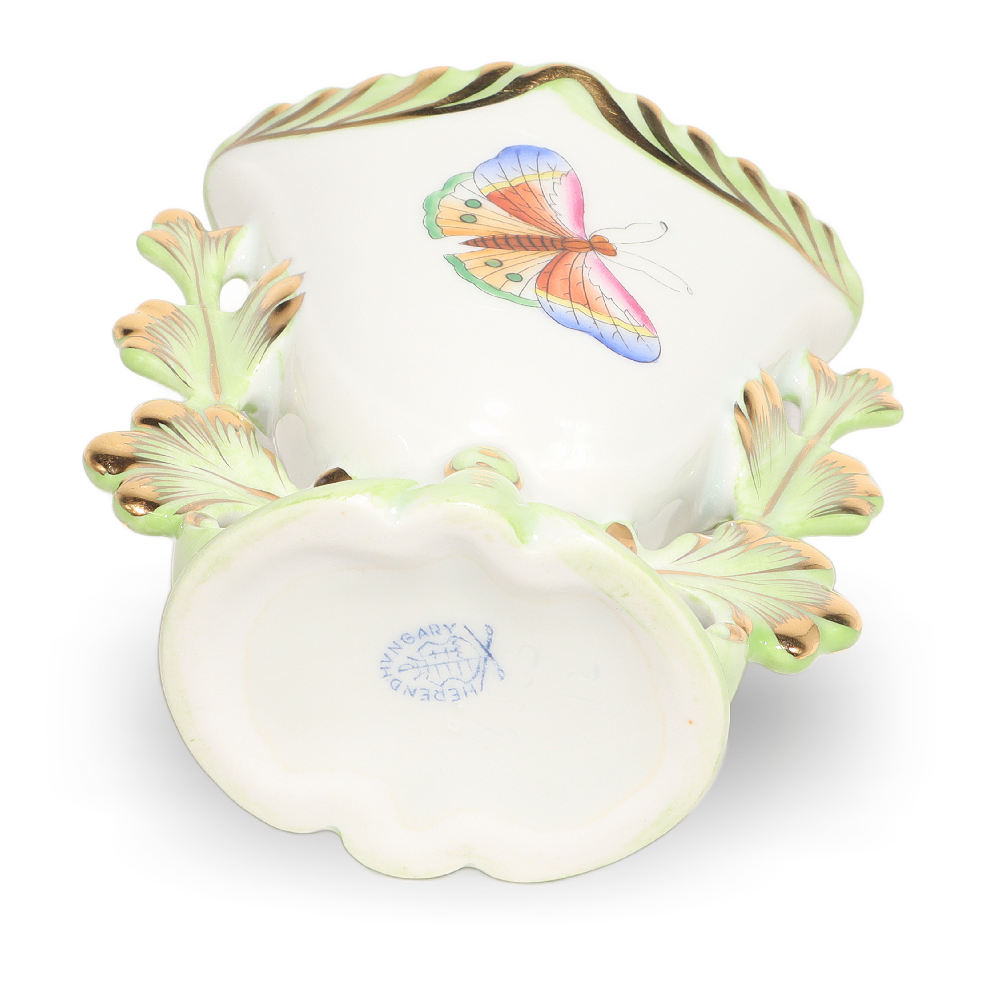 Thumbnail for Herend Vintage Queen Victoria Porcelain Vase Gilded Rococo Floral Design