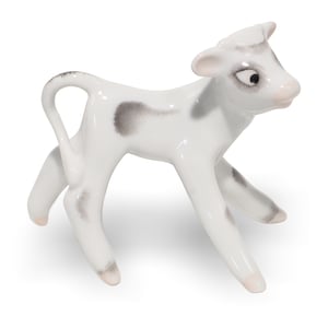Hollohaza Calf Figurine Vintage Hand Painted Porcelain