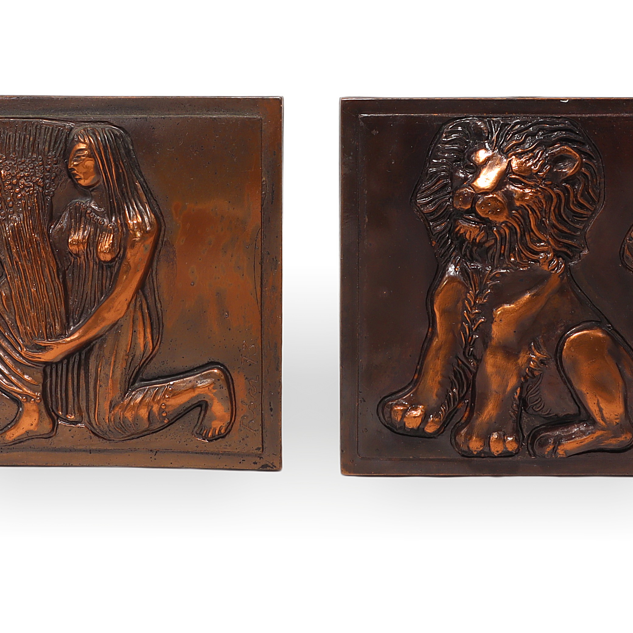 Copper Zodiac Relief Detailed View Thumbnail for Copper Zodiac Relief - Racz Edit Handmade Wall Plaques Virgo And Leo