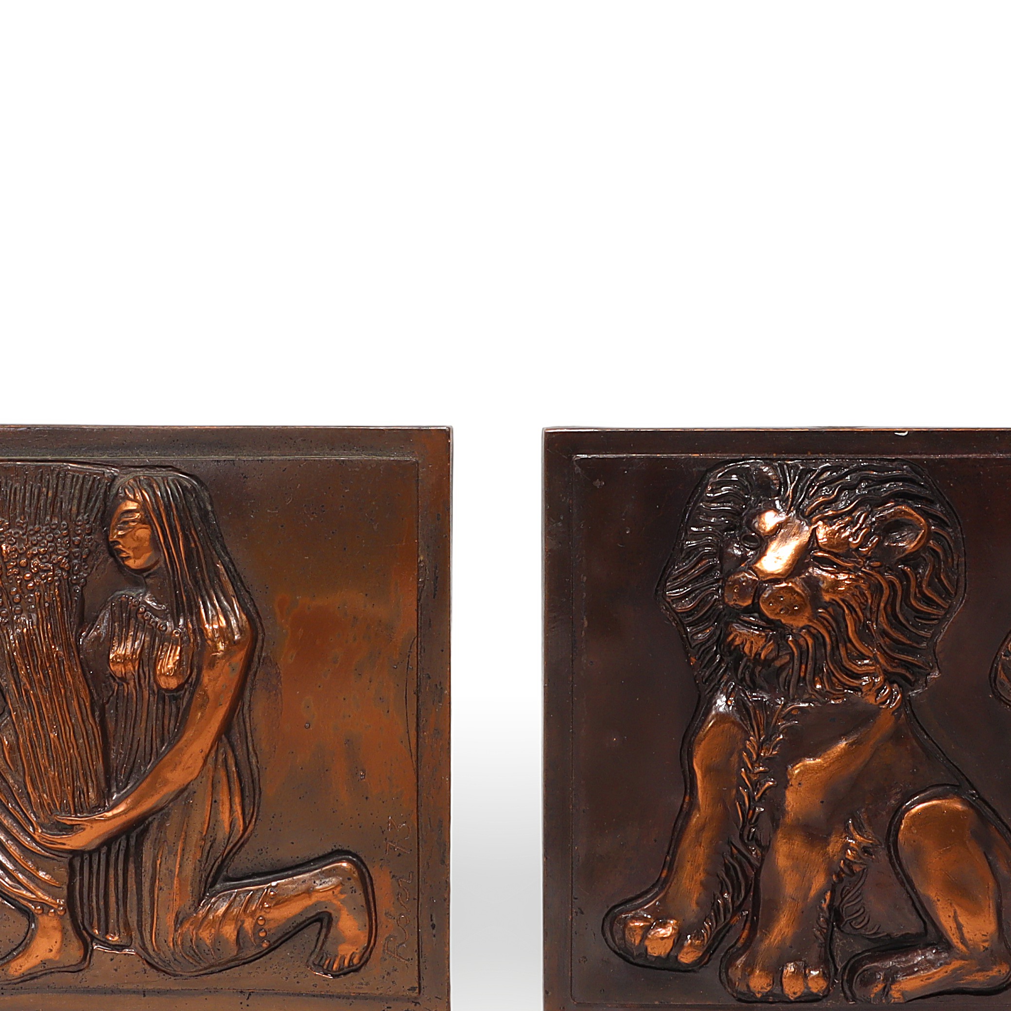 Copper Zodiac Relief Detailed View Thumbnail for Copper Zodiac Relief - Racz Edit Handmade Wall Plaques Virgo And Leo