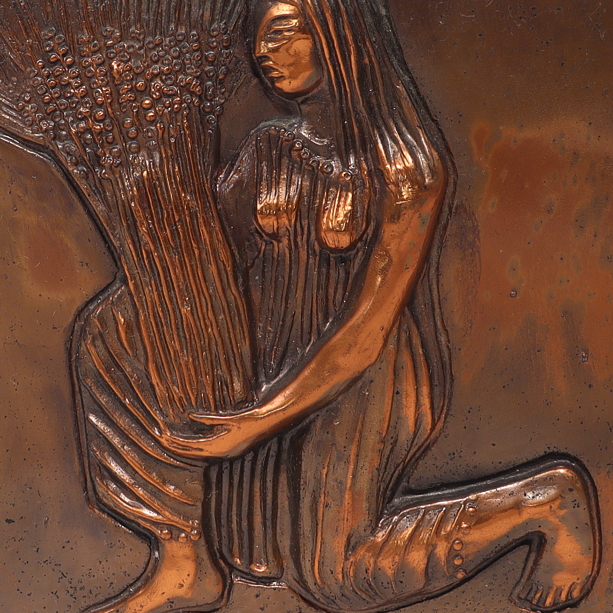 Copper Zodiac Relief Detailed View Thumbnail for Copper Zodiac Relief - Racz Edit Handmade Wall Plaques Virgo And Leo