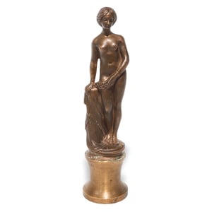 Bronze woman sculpture antique art nude female figure on pedestal detailed statue