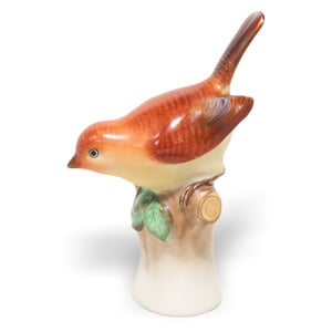 Herend wren figurine porcelain bird on branch vintage collectible detailed hand-painted ceramic statue