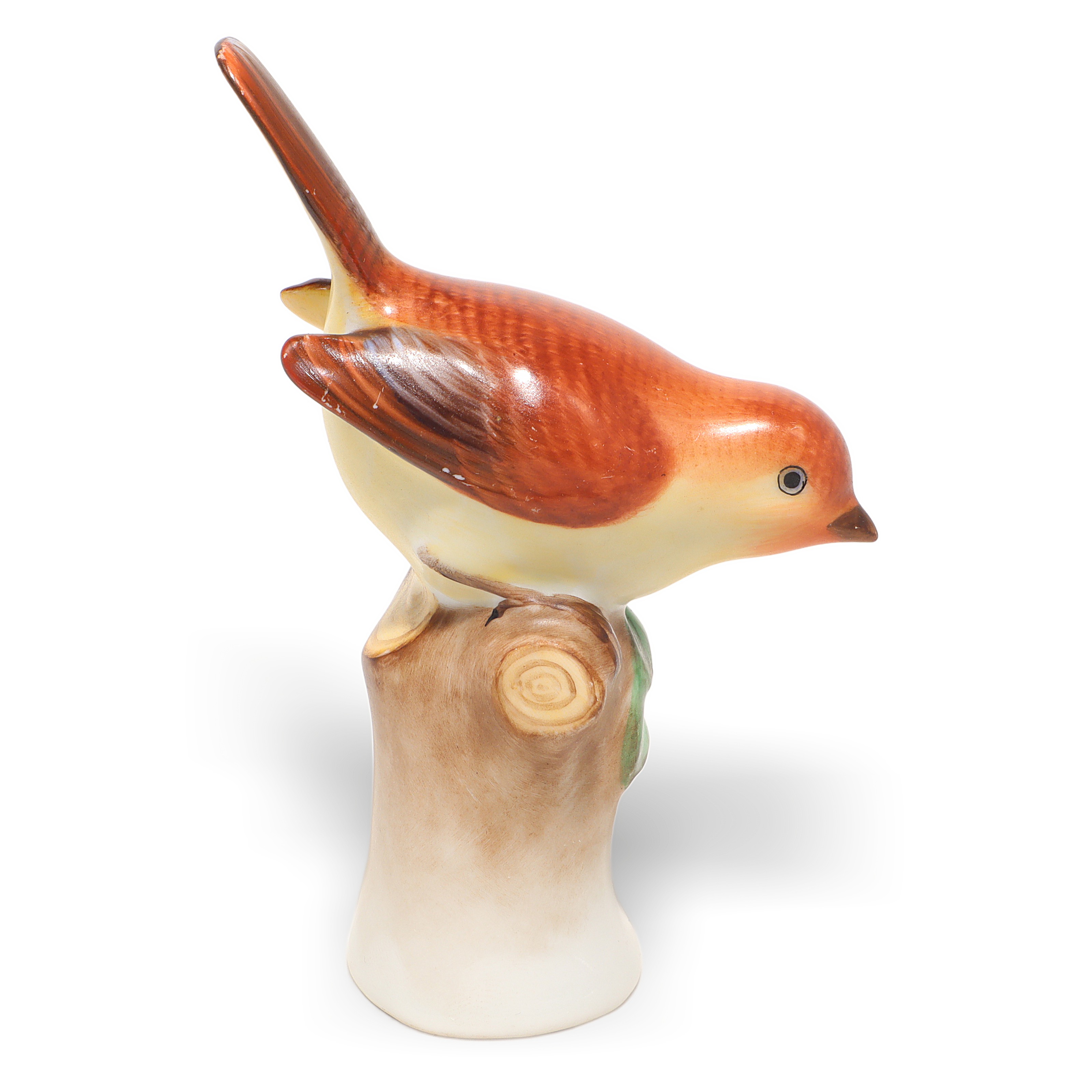 Thumbnail for Vintage Herend Figurine Wren On Branch - Porcelain Bird Statue