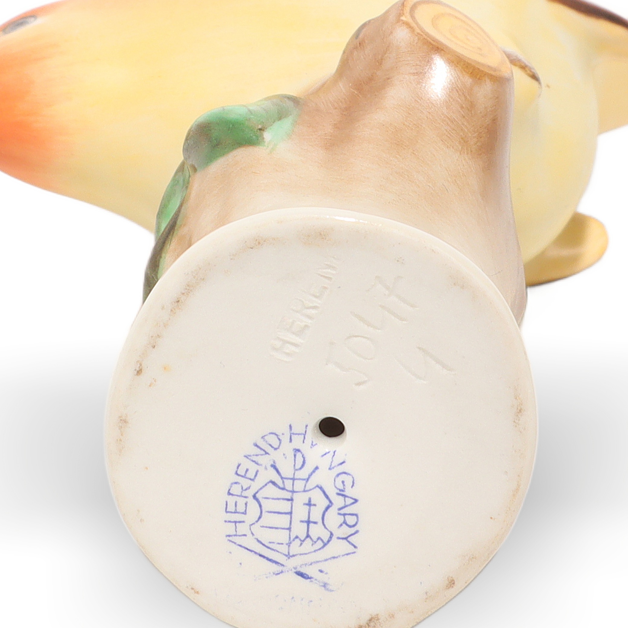 Thumbnail for Vintage Herend Figurine Wren On Branch - Porcelain Bird Statue