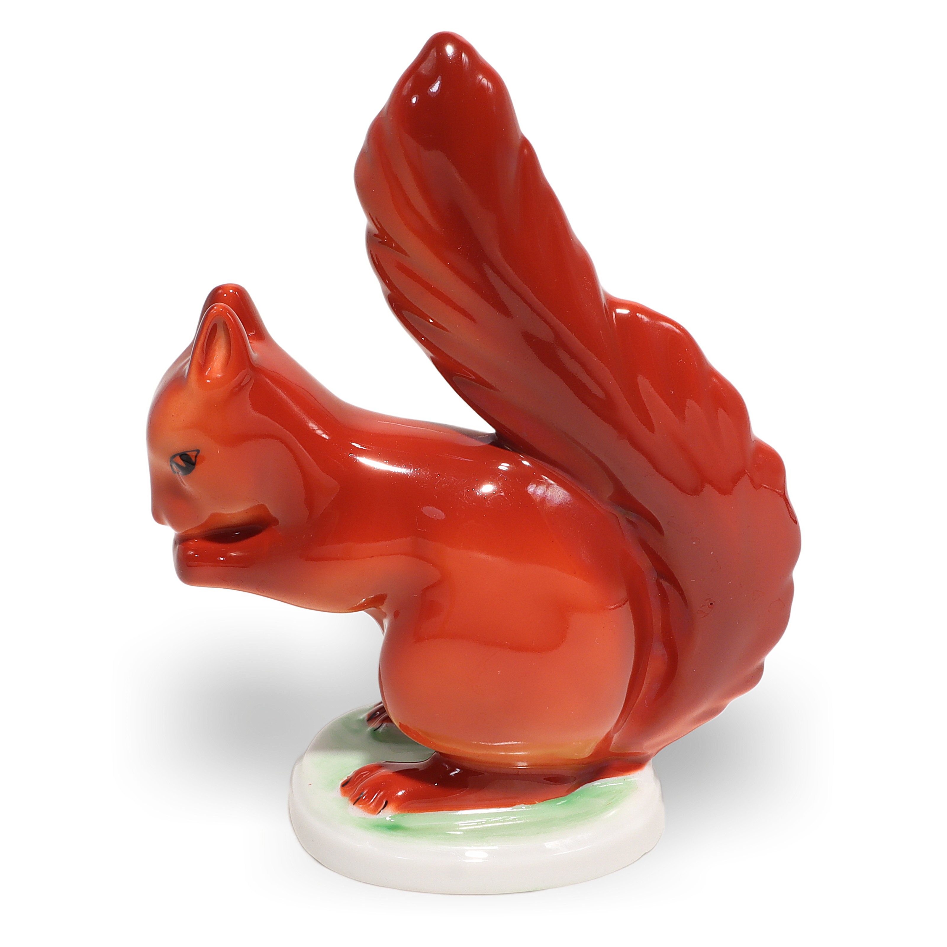 Hollohaza porcelain squirrel figurine close up, vintage collectible animal statue, hand-painted ceramic decor
