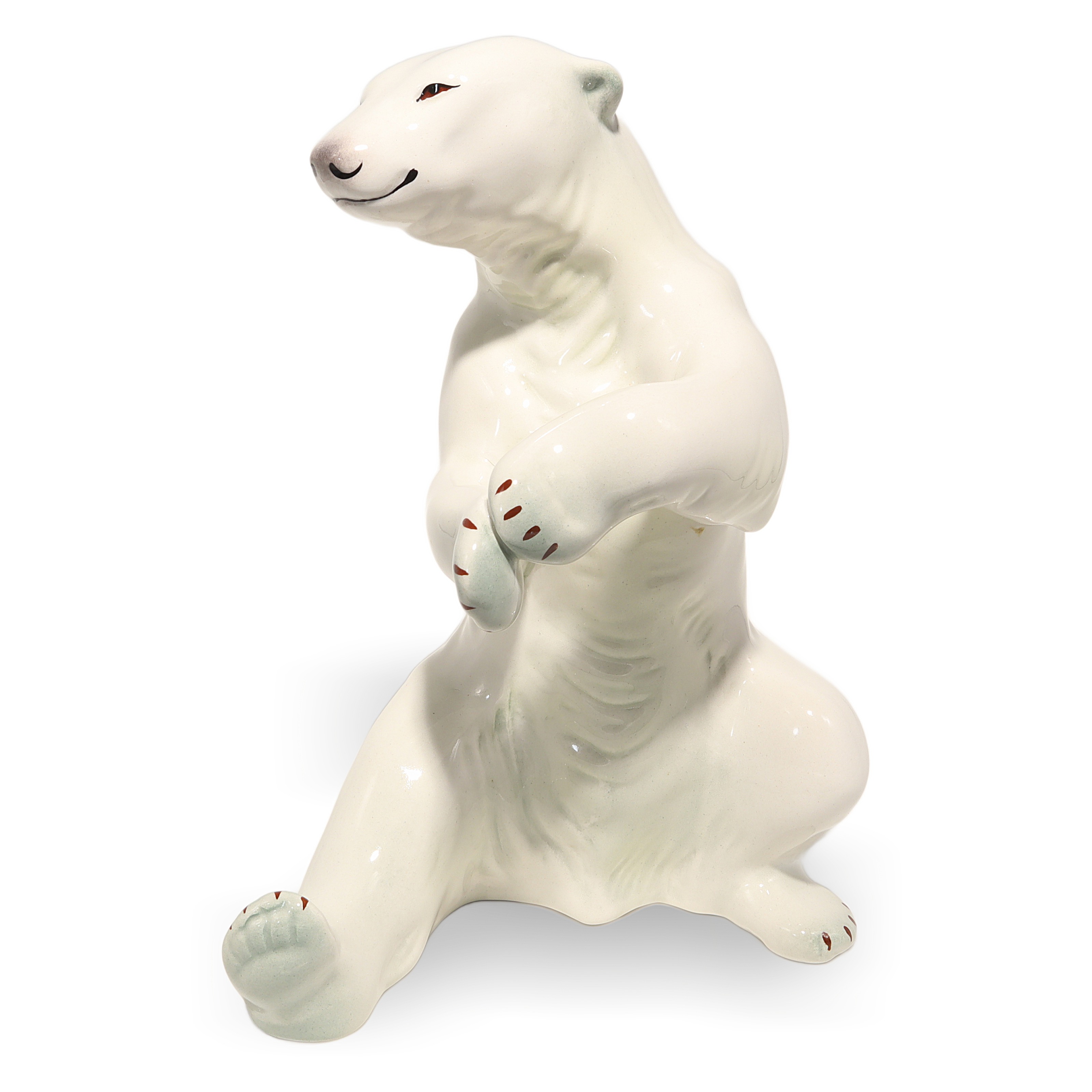 Aquincum polar bear porcelain figurine vintage collectible white ceramic bear statue