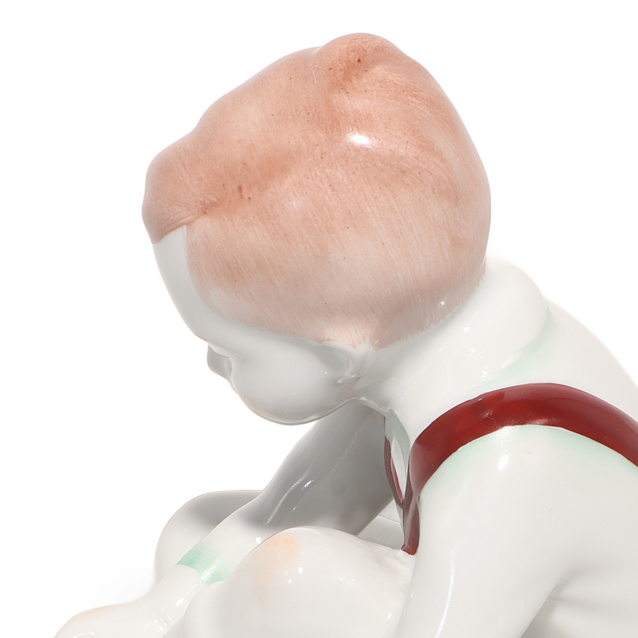 Thumbnail for Porcelain Figurine Boy Tying Shoe - Vintage Aquincum Hungary