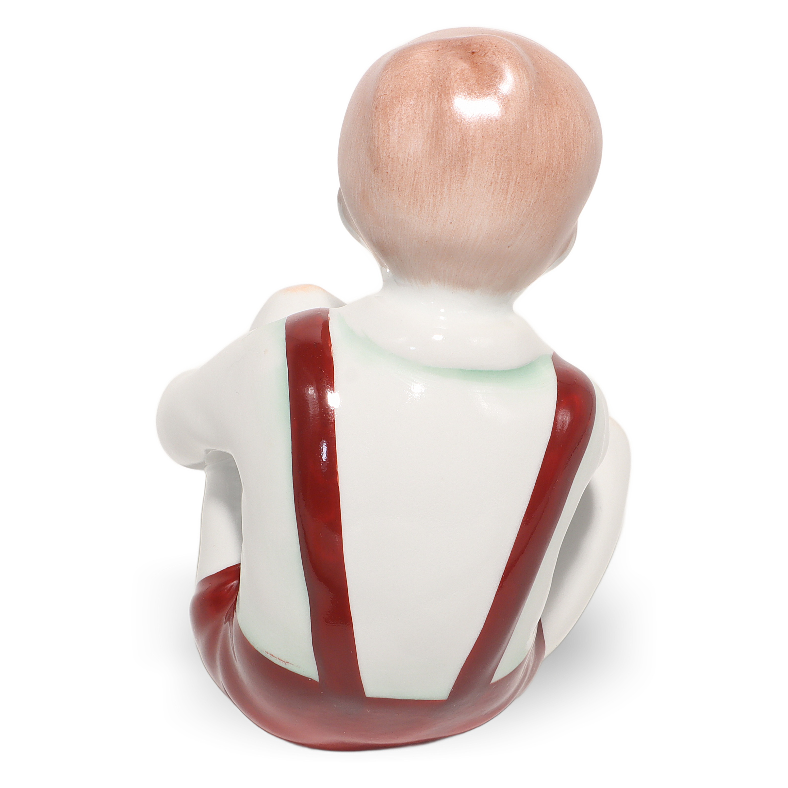 Thumbnail for Porcelain Figurine Boy Tying Shoe - Vintage Aquincum Hungary