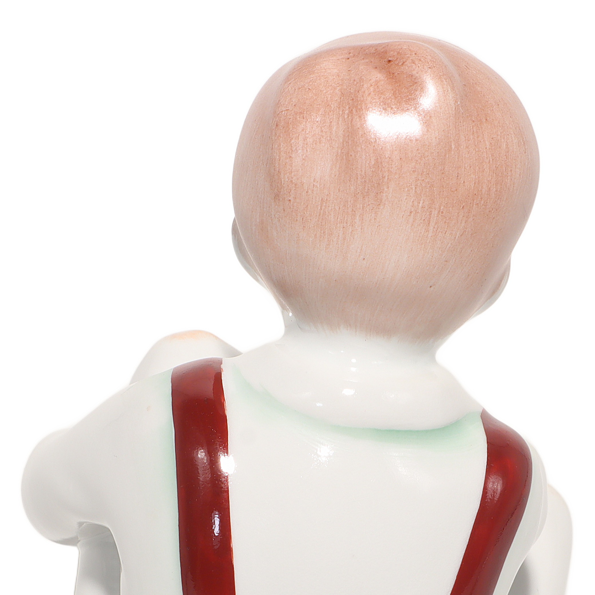 Thumbnail for Porcelain Figurine Boy Tying Shoe - Vintage Aquincum Hungary