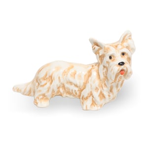 Terrier dog figurine beige mid century Japanese porcelain vintage animal collectible