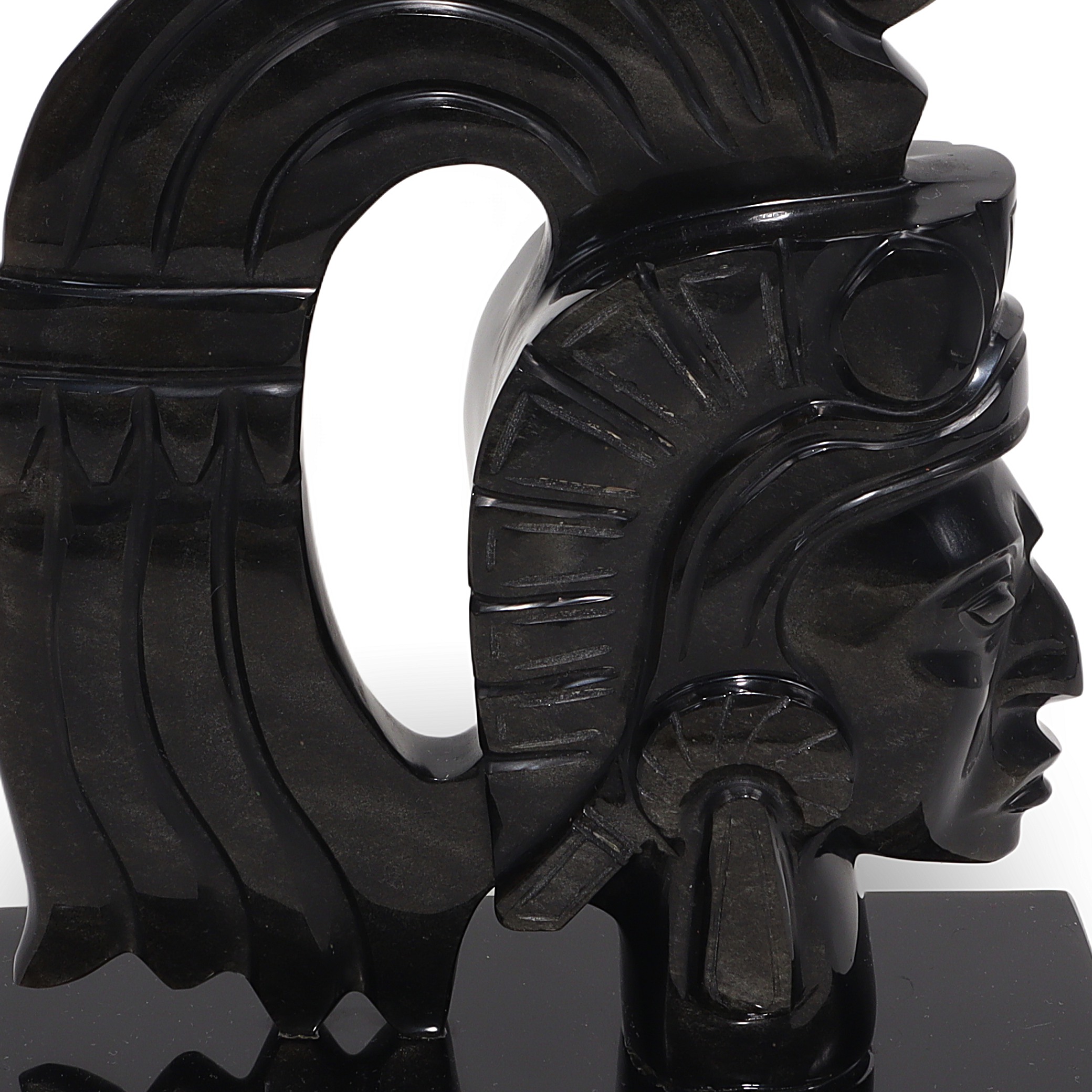 Thumbnail for Vintage Aztec Warrior Sculptural Obsidian Book Stop