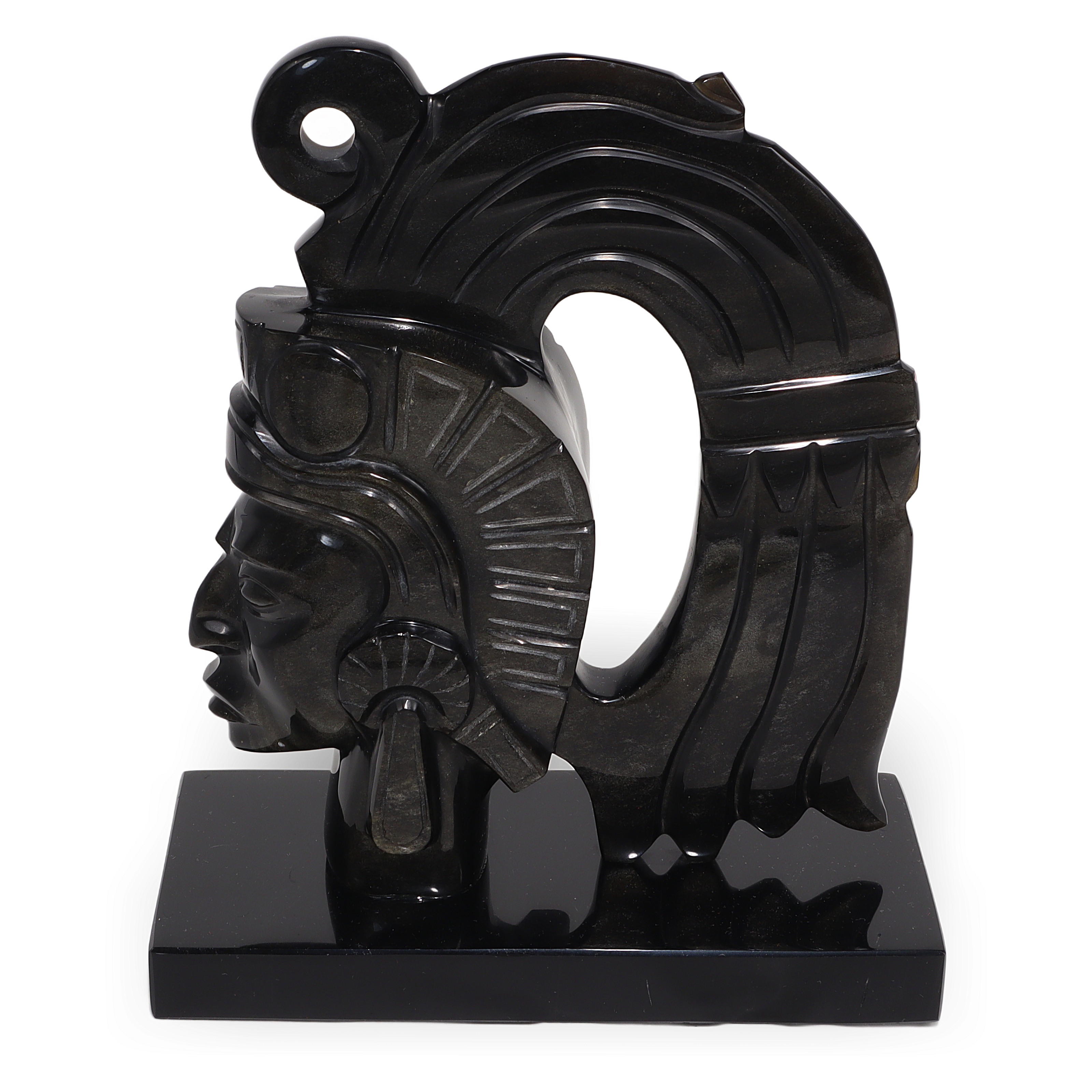 Thumbnail for Vintage Aztec Warrior Sculptural Obsidian Book Stop